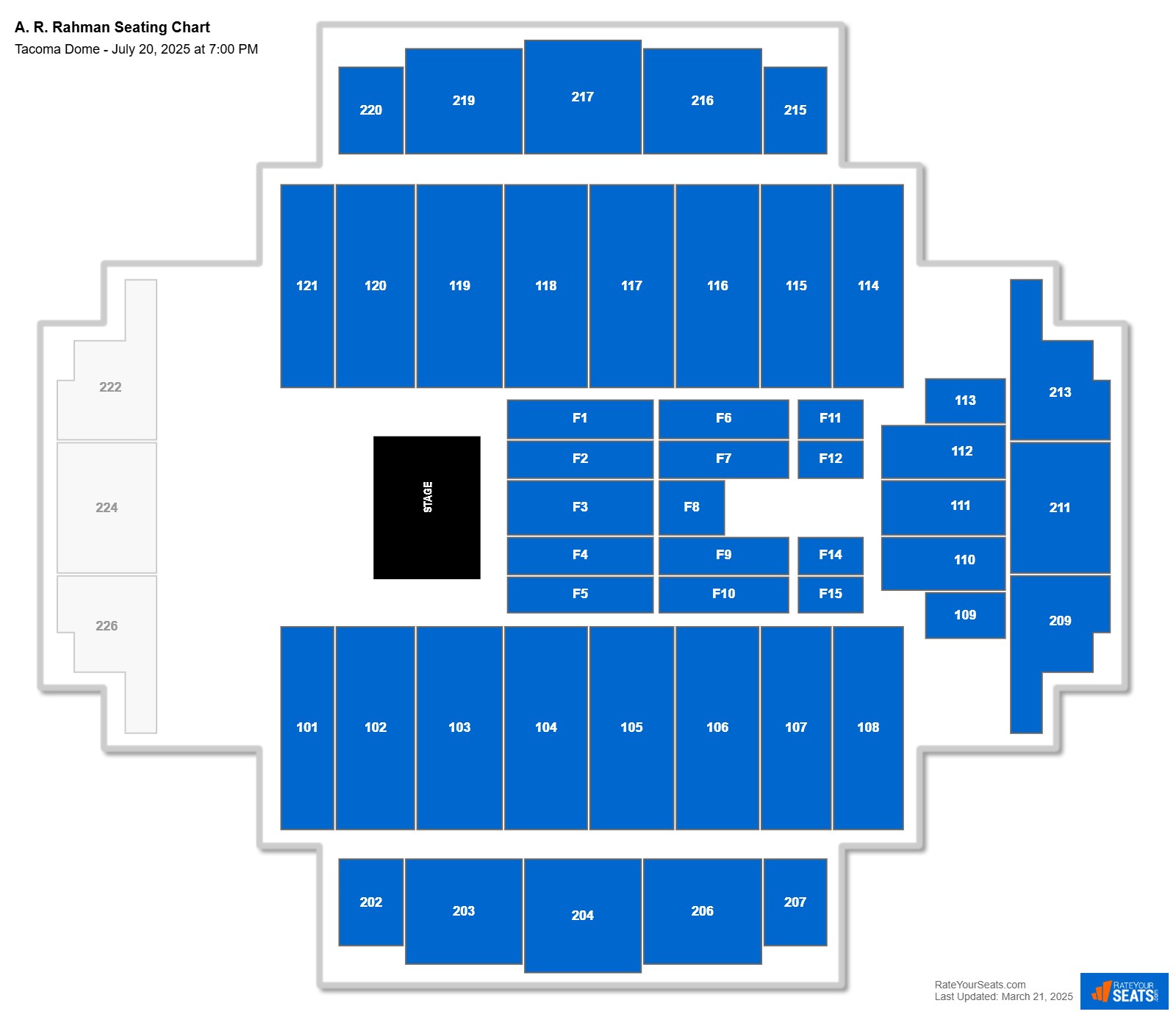 A. R. Rahman seating chart Tacoma Dome