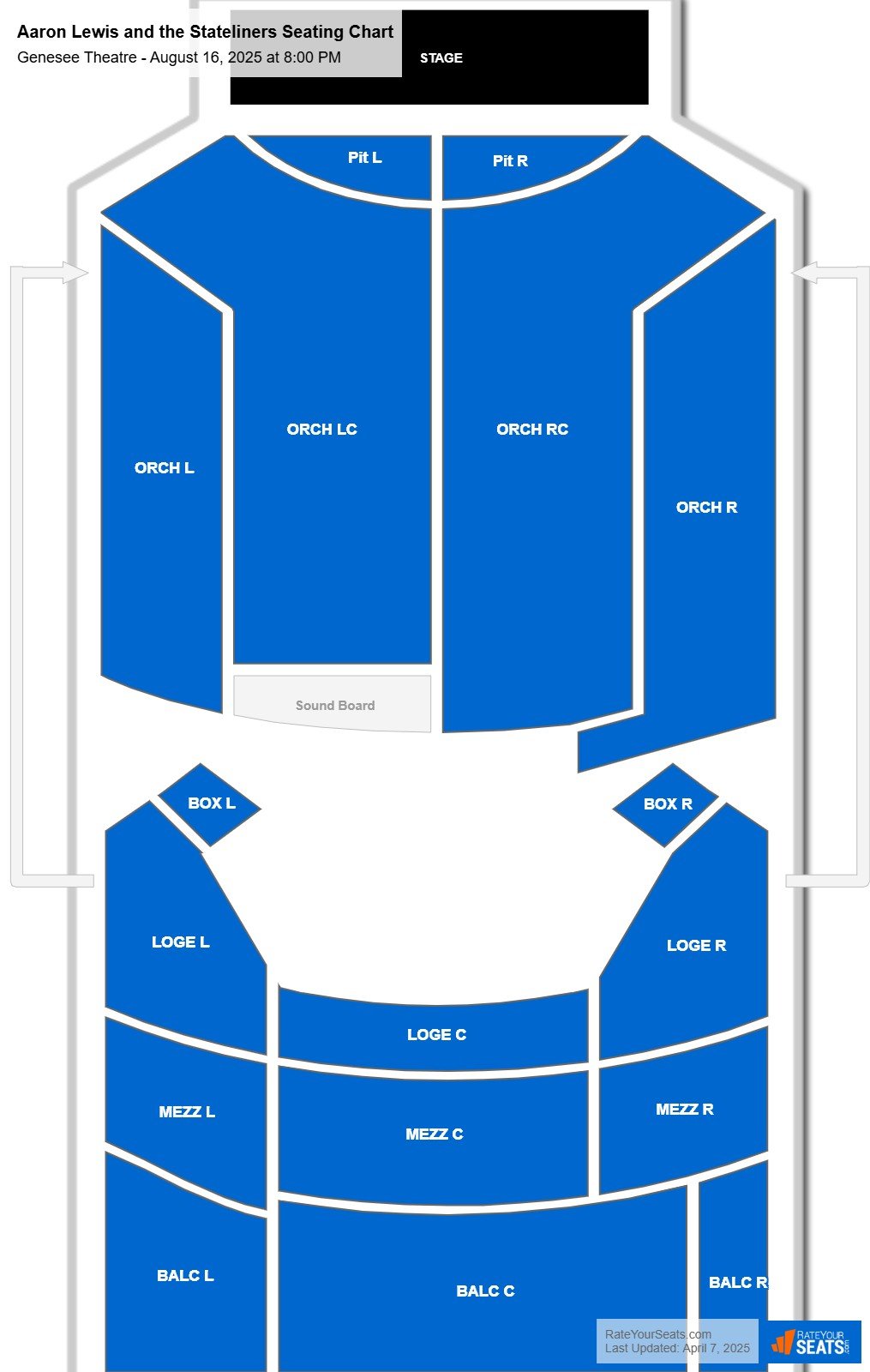 Aaron Lewis and the Stateliners seating chart Genesee Theatre