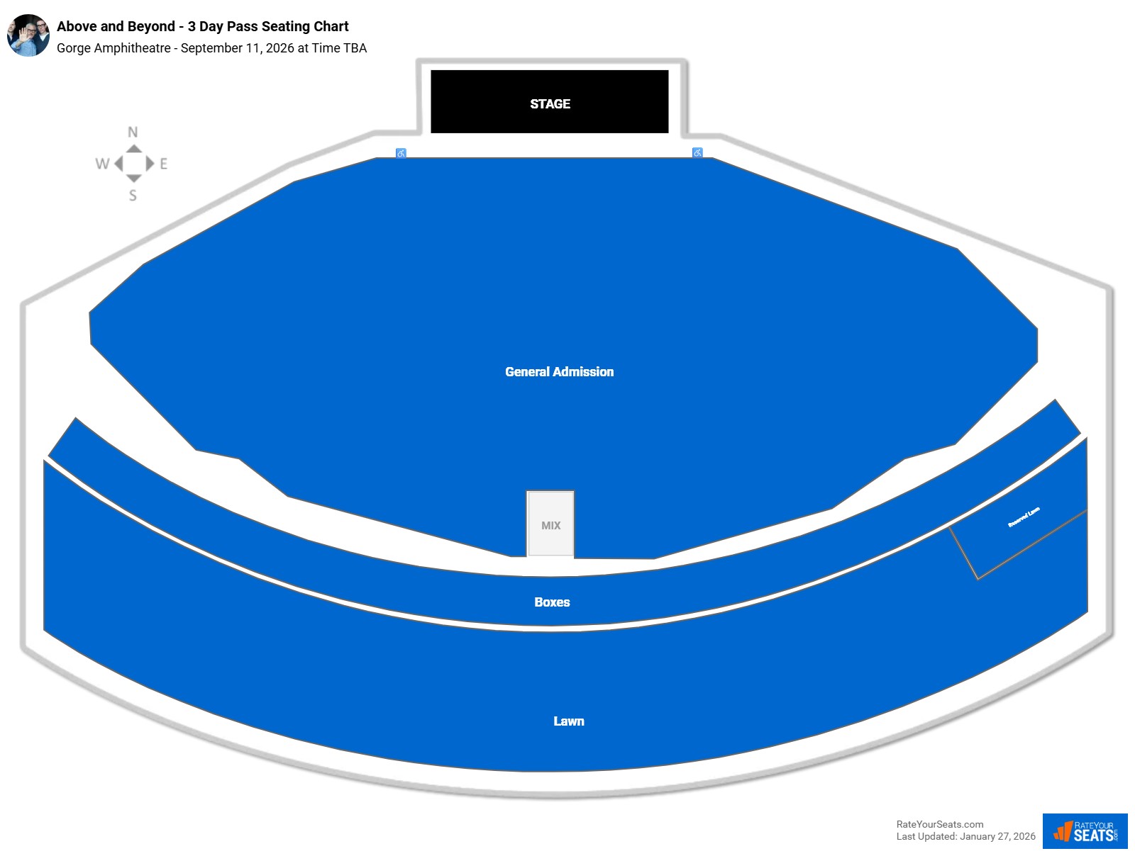 Above and Beyond - 3 Day Pass seating chart Gorge Amphitheatre