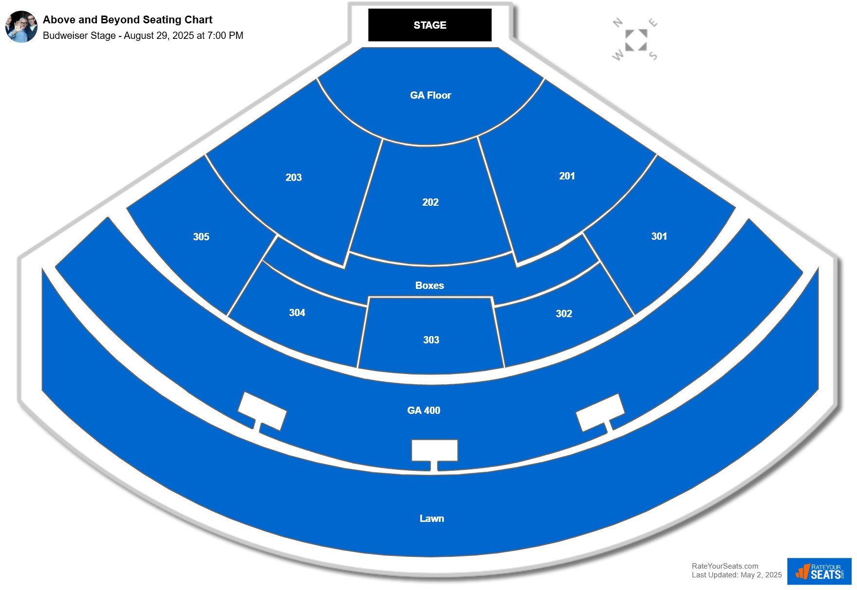 Above and Beyond seating chart Budweiser Stage