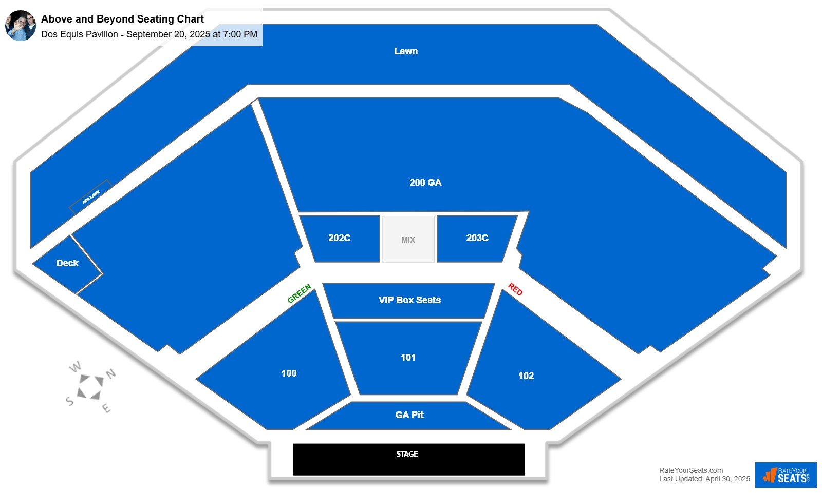Above and Beyond seating chart Dos Equis Pavilion