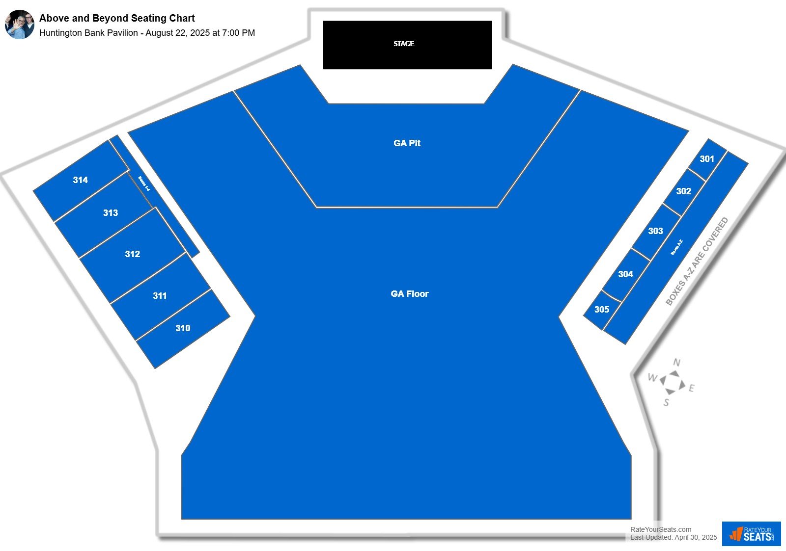Above and Beyond seating chart Huntington Bank Pavilion (at Northerly Island)