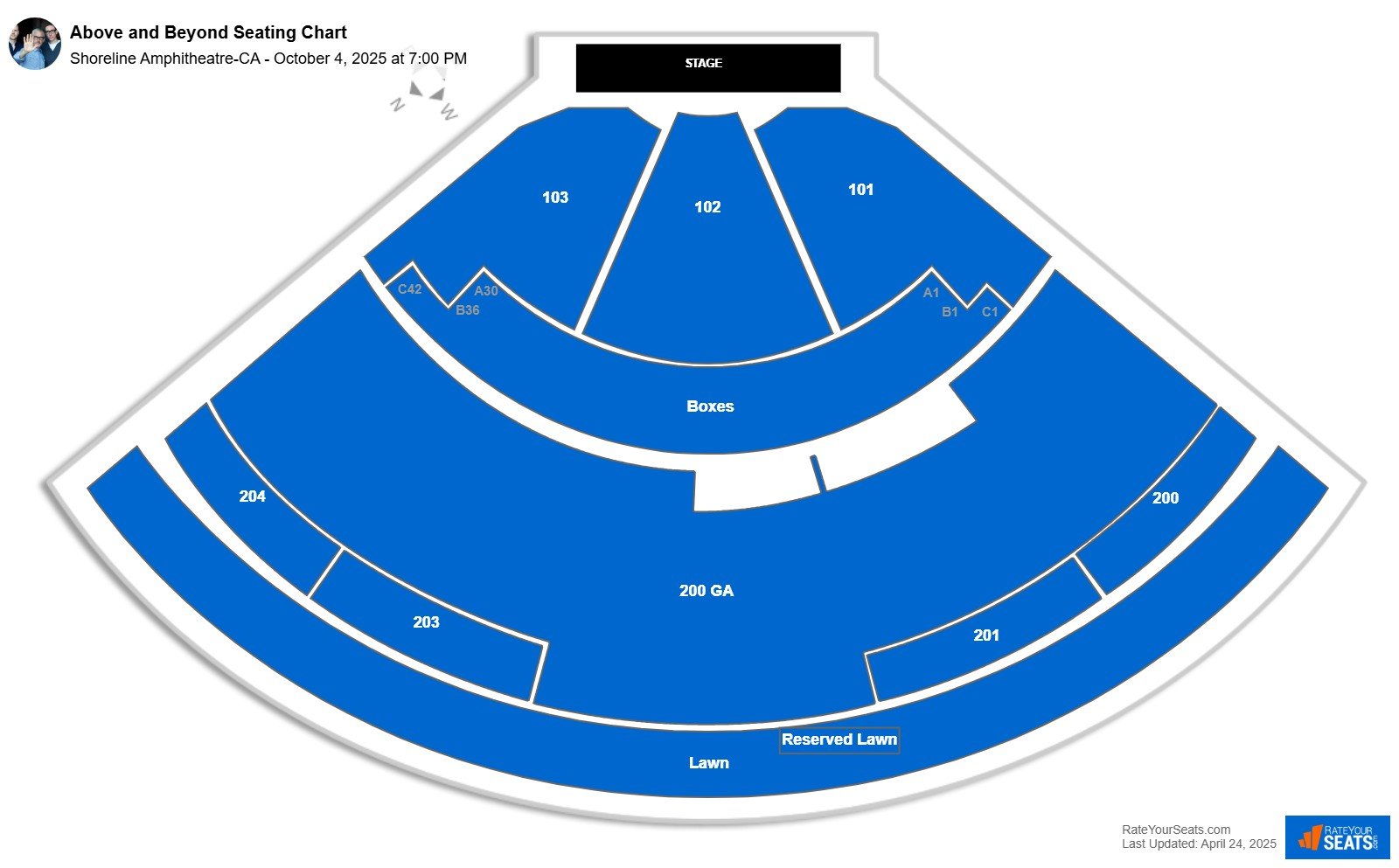 Above and Beyond seating chart Shoreline Amphitheatre-CA