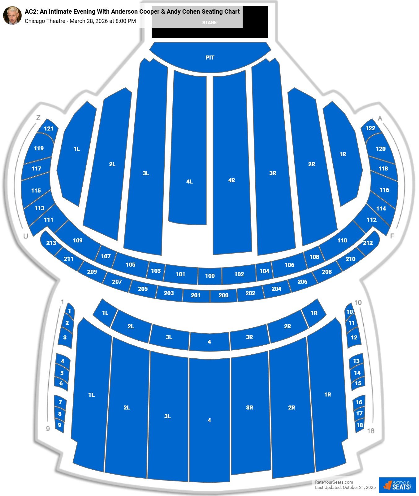 AC2: An Intimate Evening With Anderson Cooper & Andy Cohen seating chart Chicago Theatre