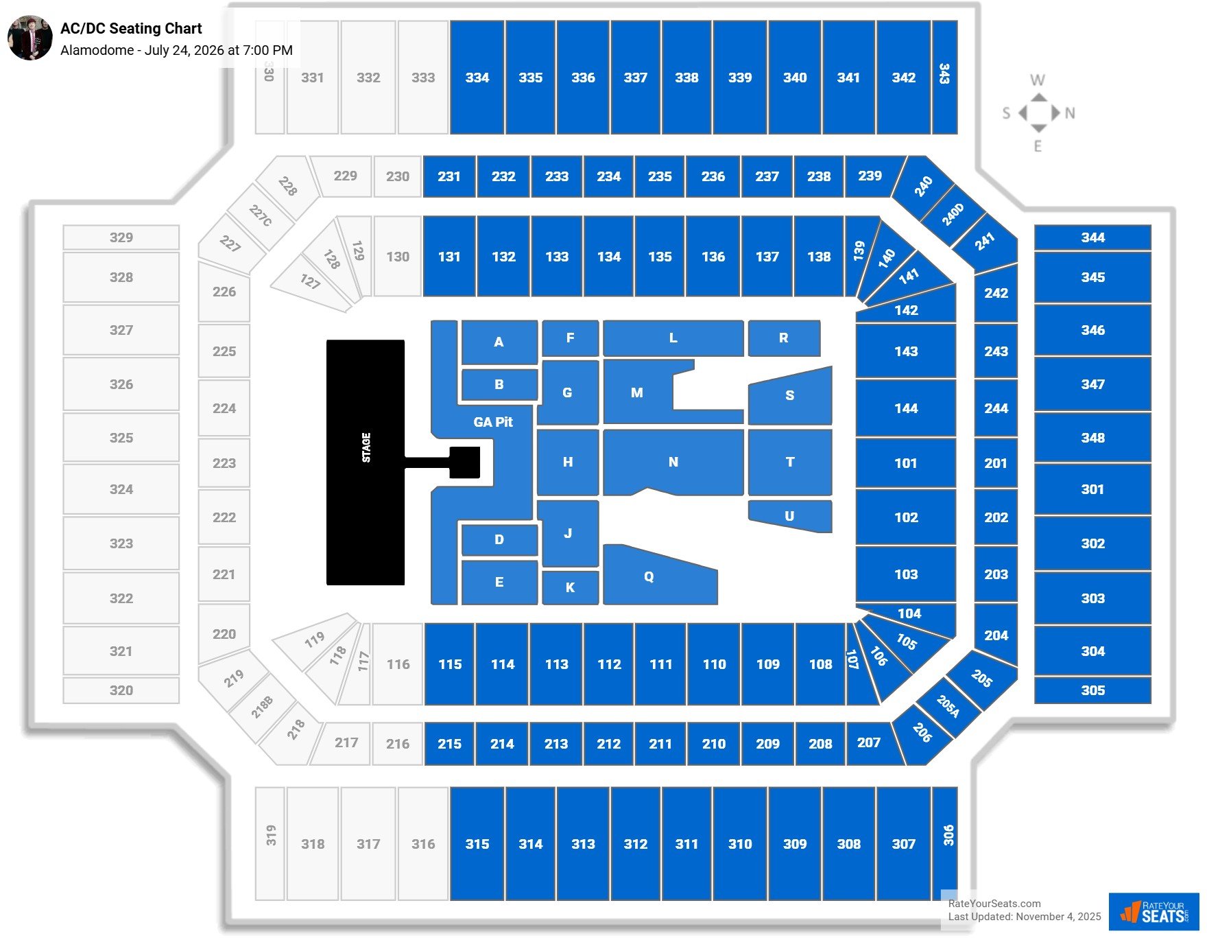 AC/DC seating chart Alamodome