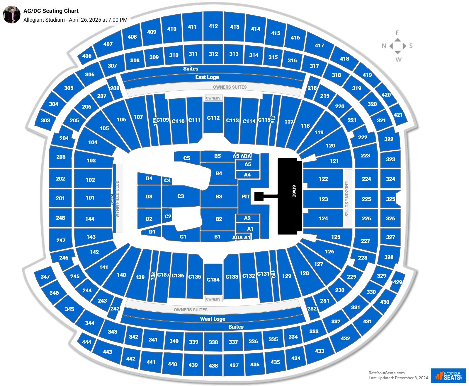 Allegiant Stadium Concert Seating Chart