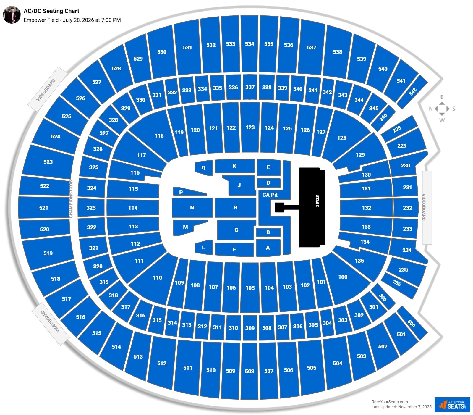 AC/DC seating chart Empower Field (at Mile High)