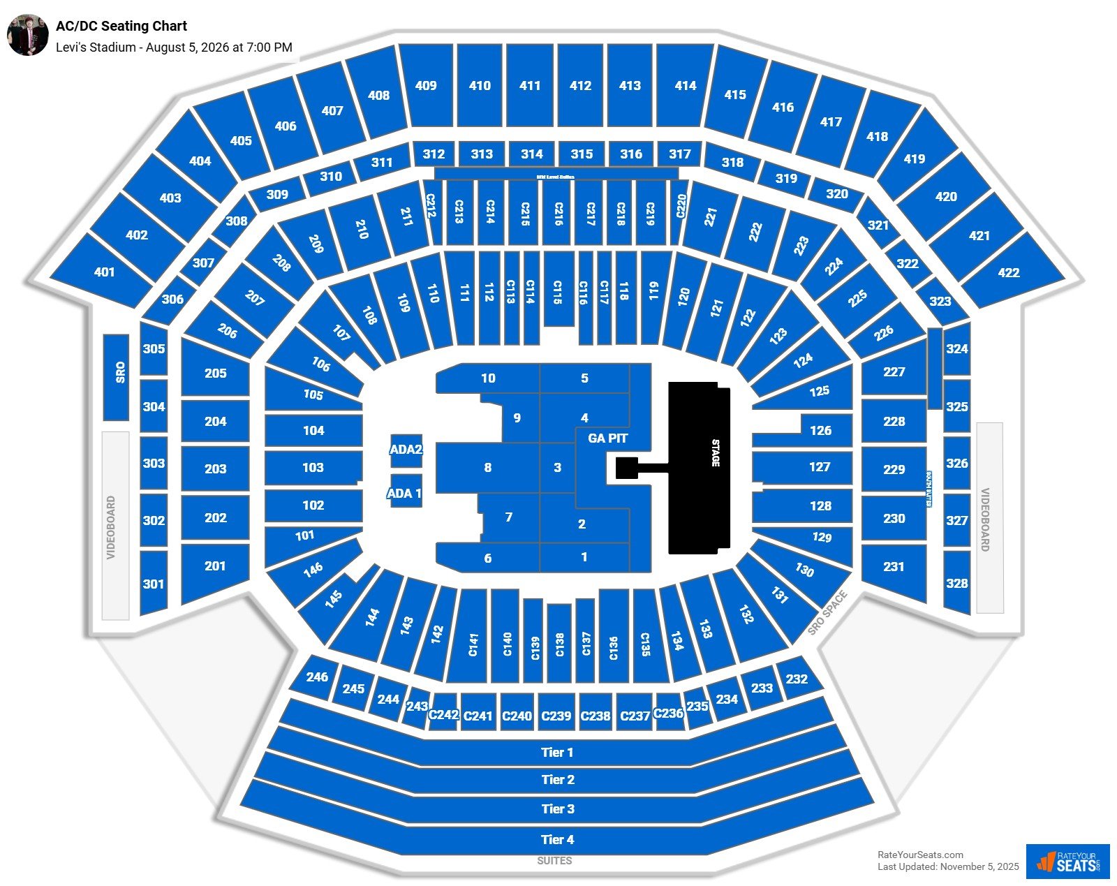 AC/DC seating chart Levi