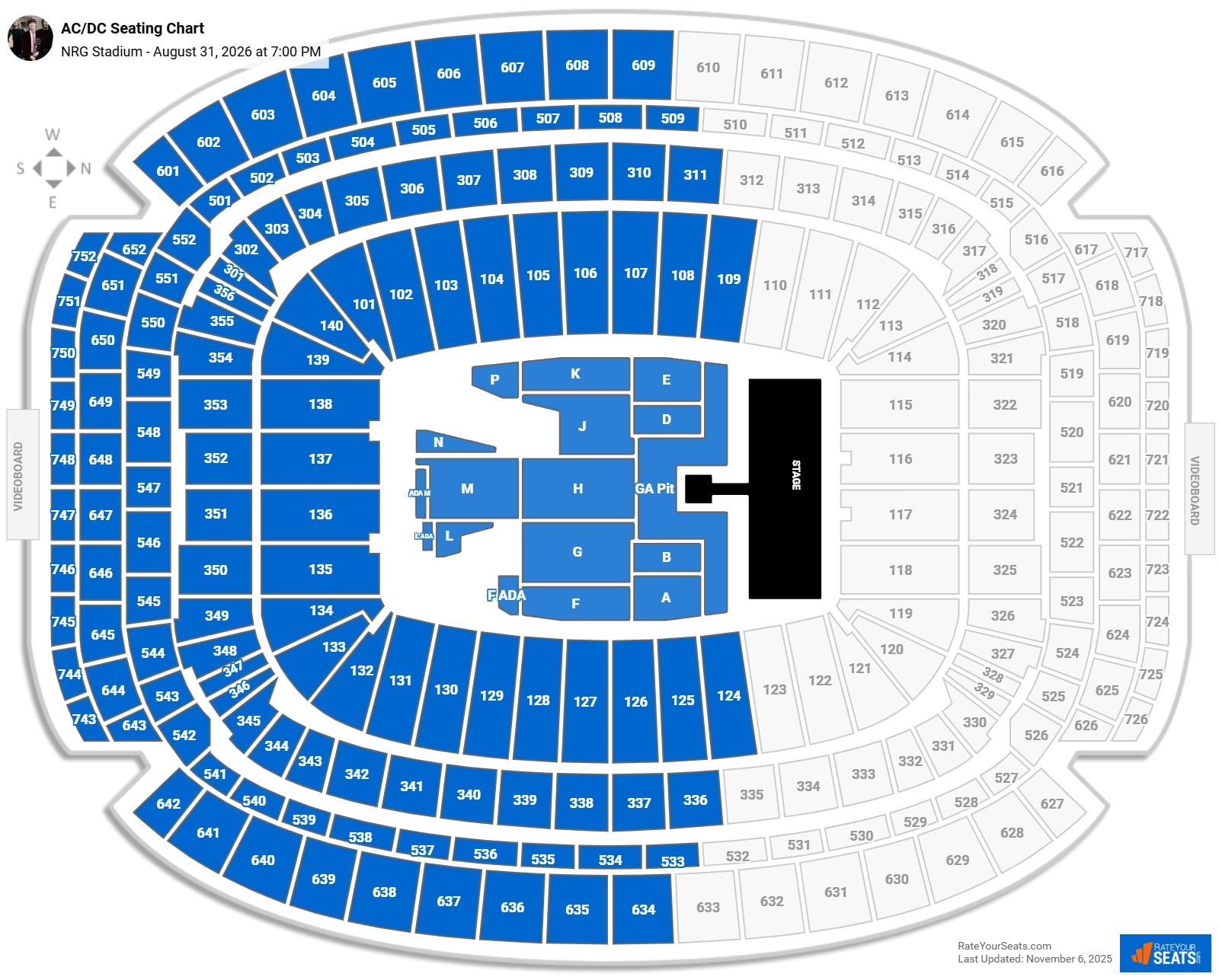 AC/DC seating chart NRG Stadium