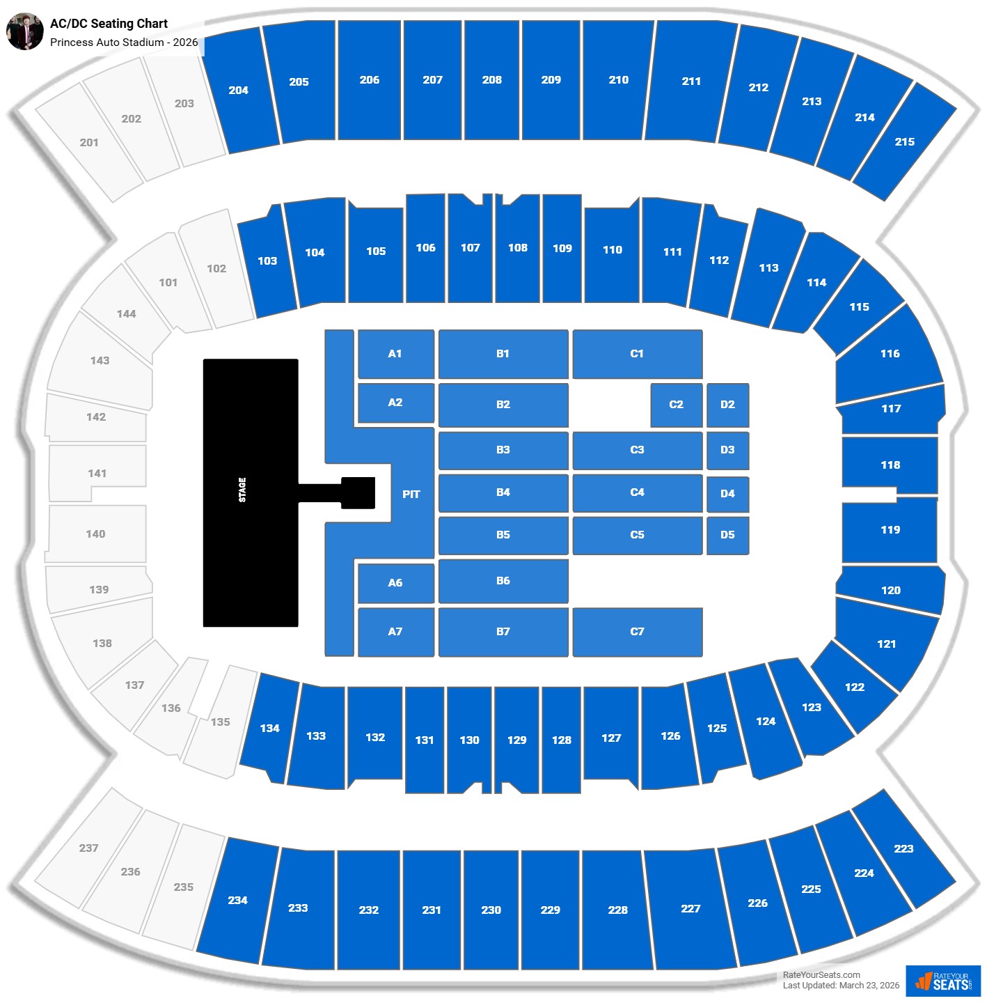 AC/DC seating chart Princess Auto Stadium