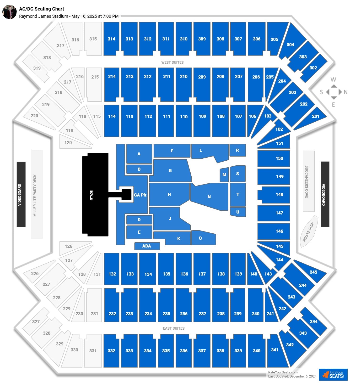 Raymond James Stadium Concert Seating Chart - RateYourSeats.com