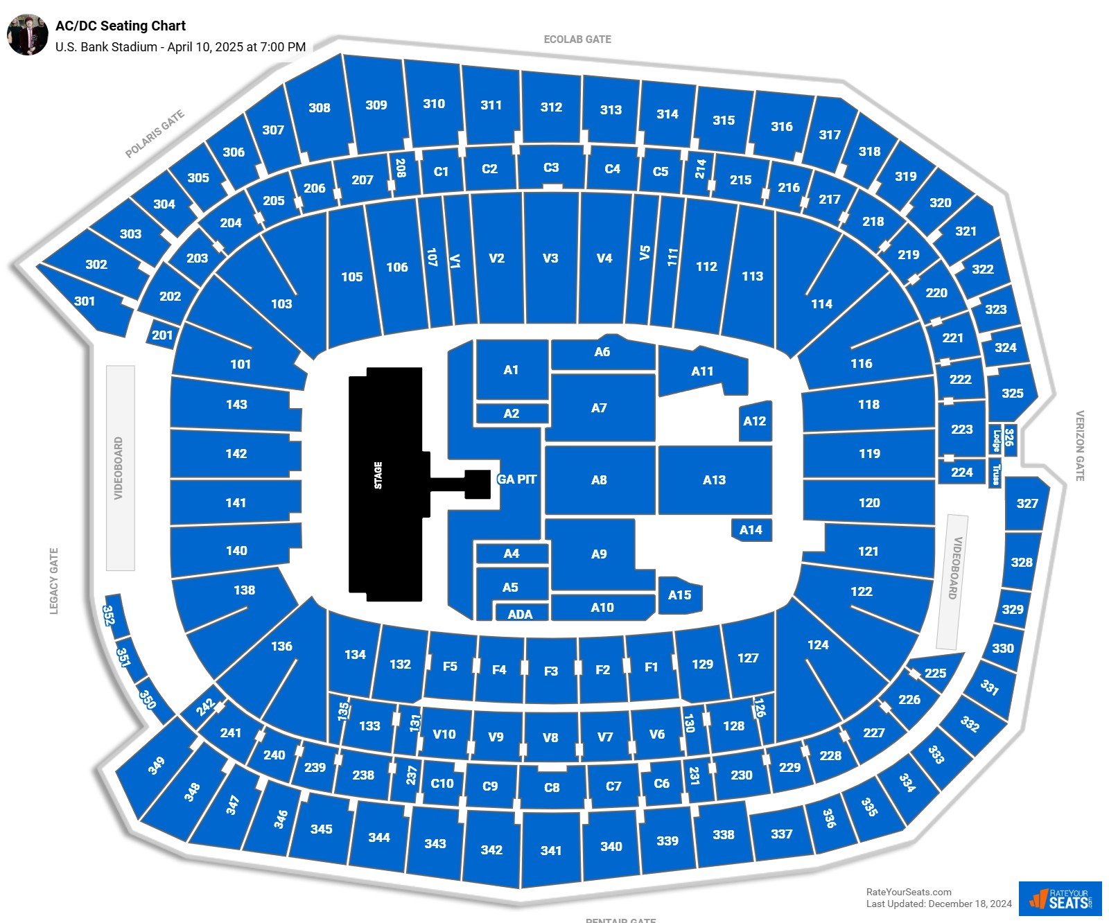 US Bank Stadium Concert Bag Policy: Music Event Guidelines U.S. Bank Stadium Concert Seating Chart - RateYourSeats.com