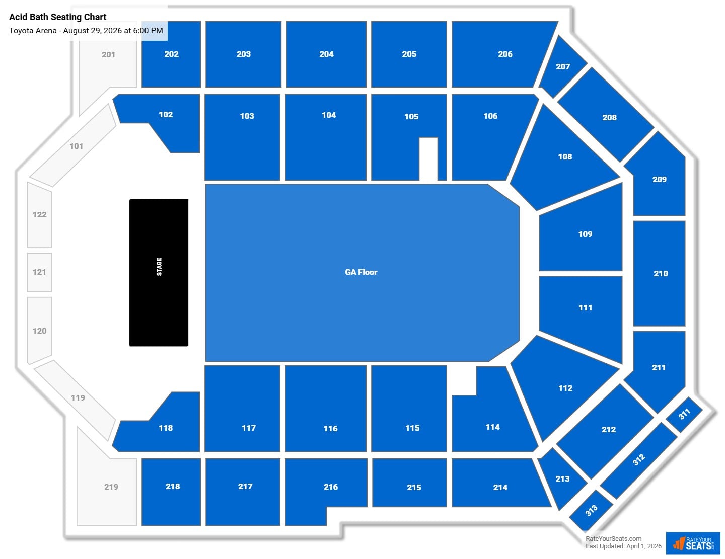 Acid Bath seating chart Toyota Arena