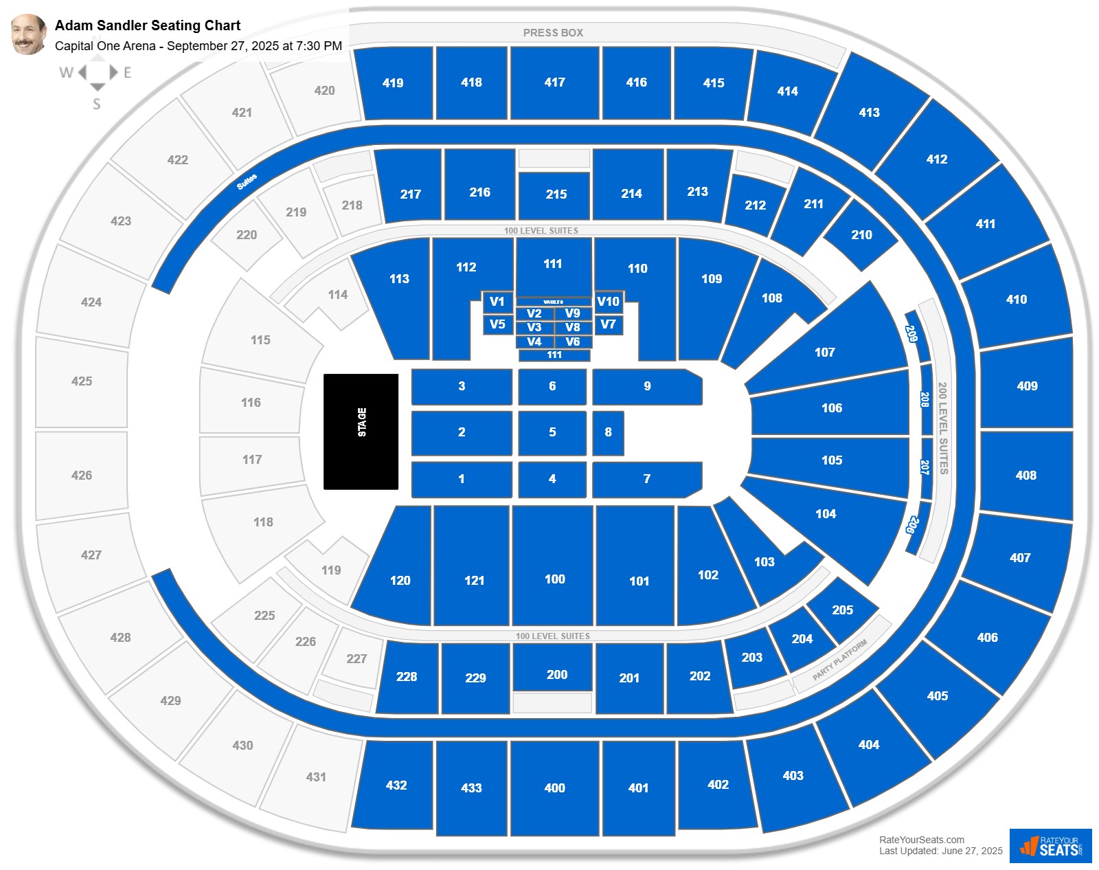 Adam Sandler seating chart Capital One Arena