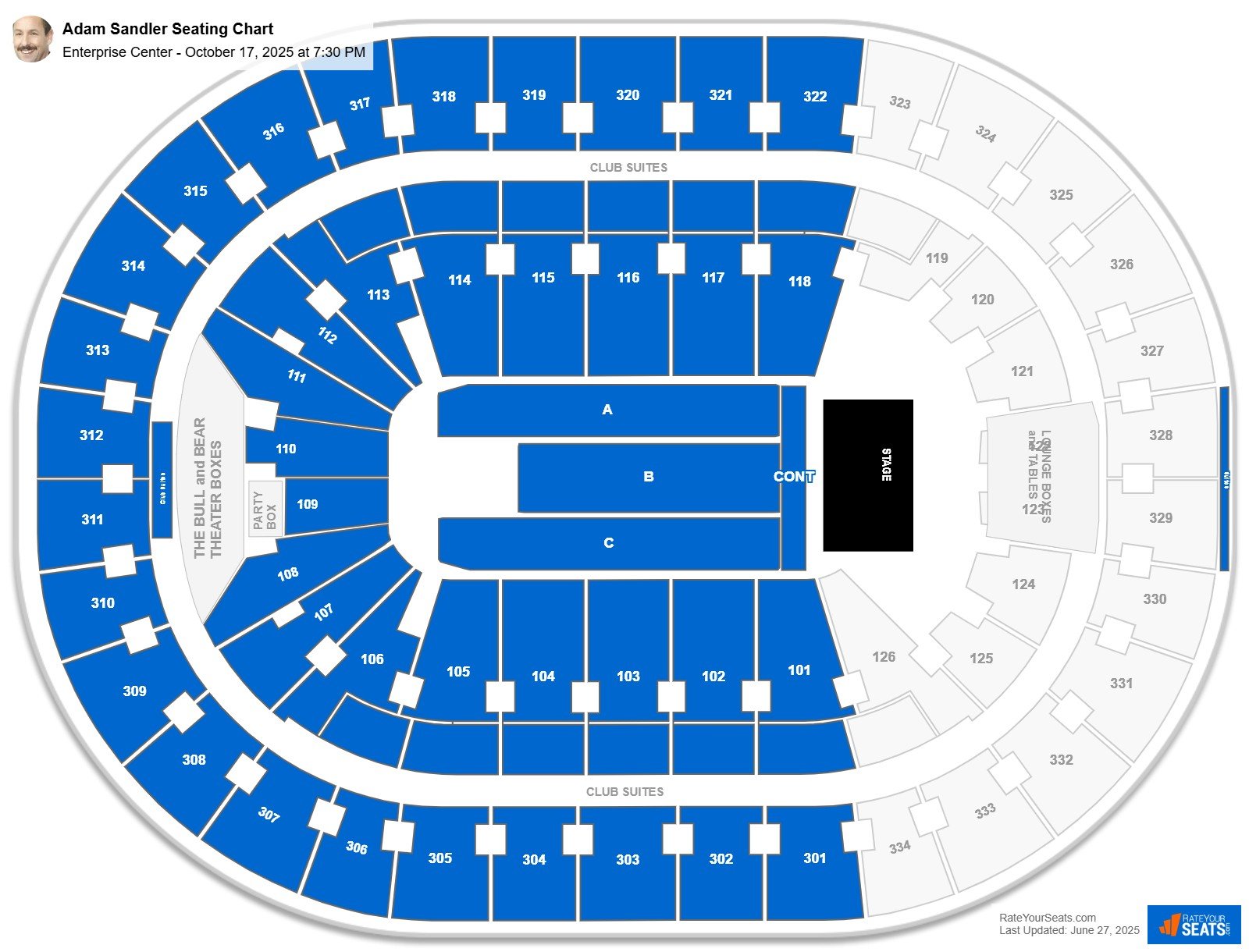 Adam Sandler seating chart Enterprise Center