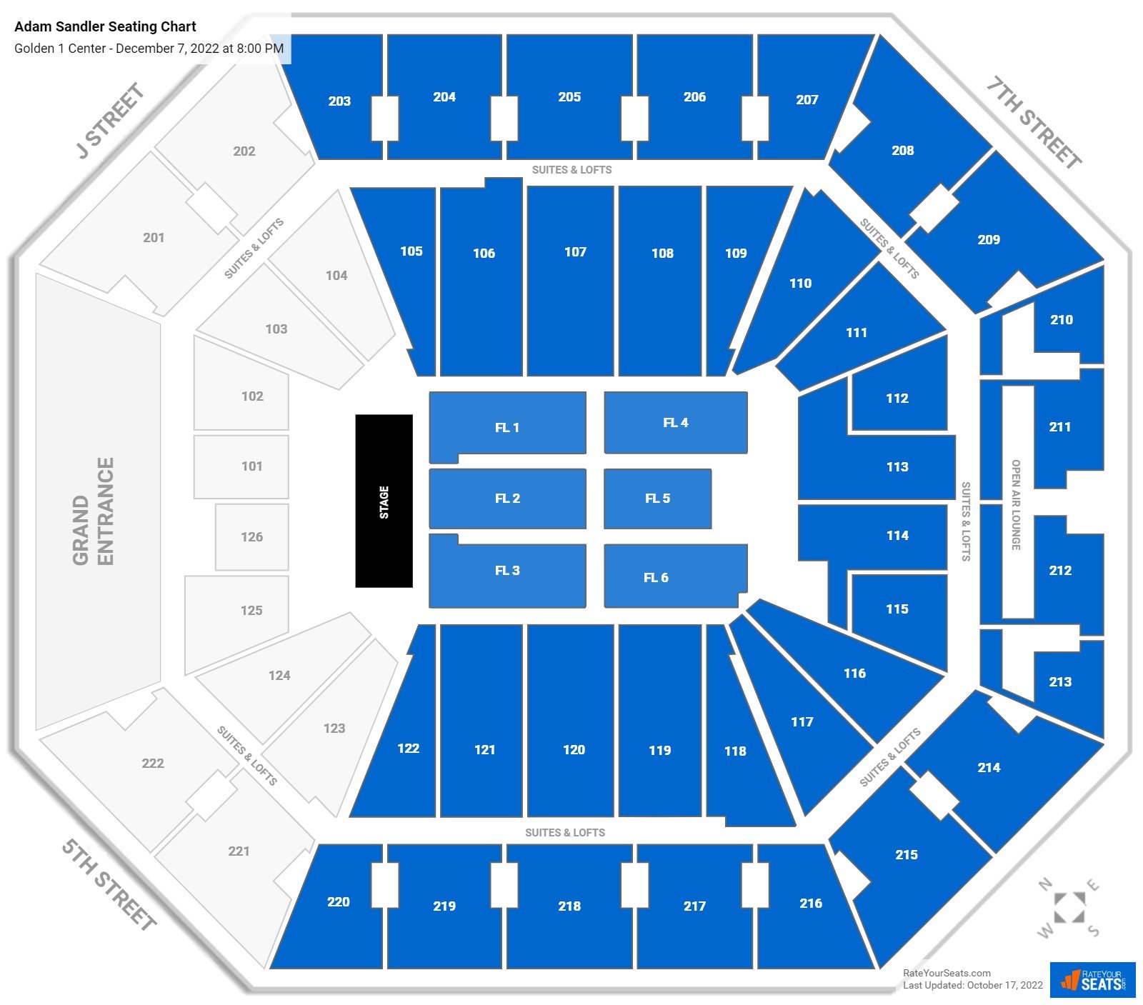 Adam Sandler seating chart Golden 1 Center