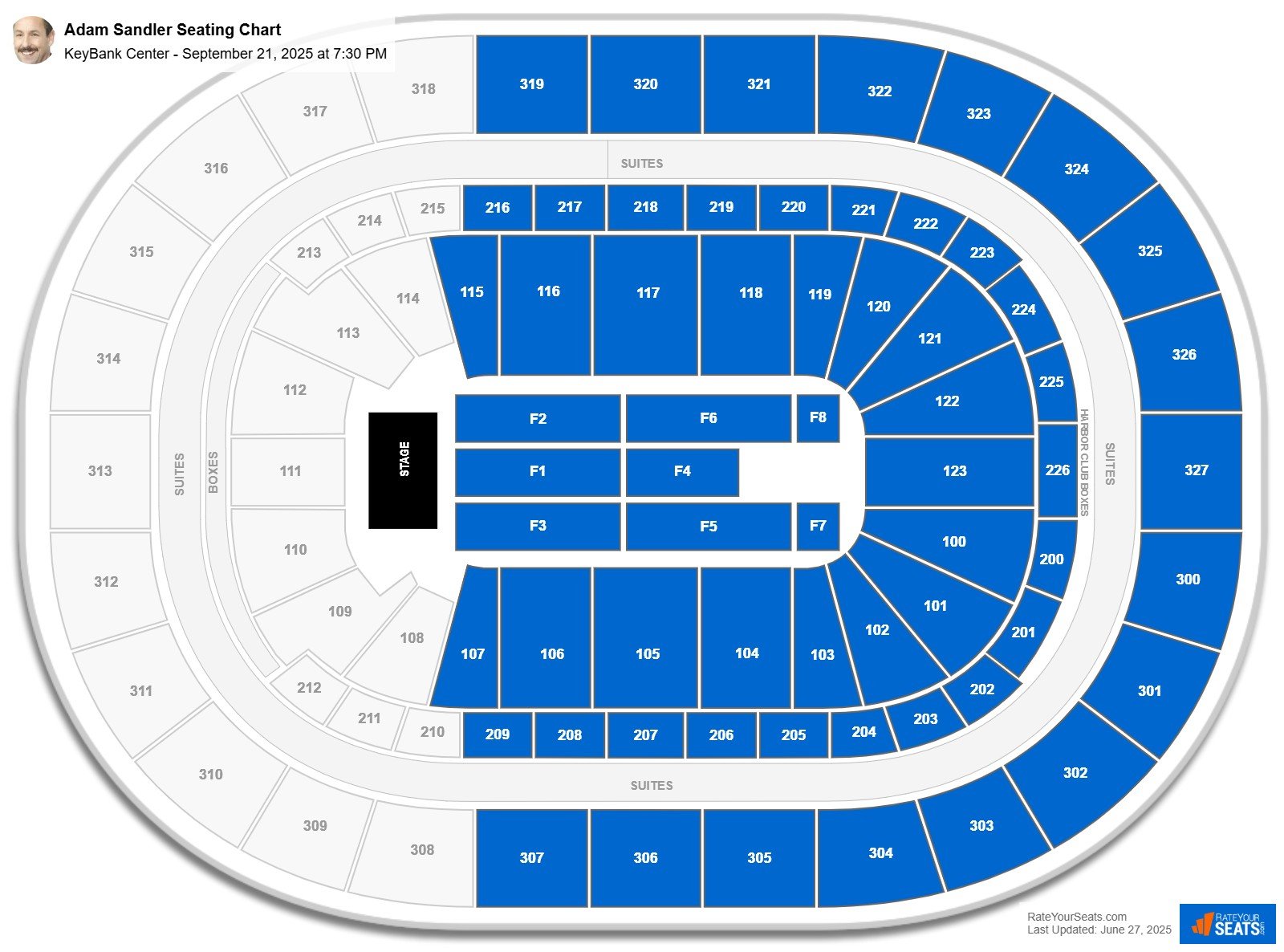 Adam Sandler seating chart KeyBank Center
