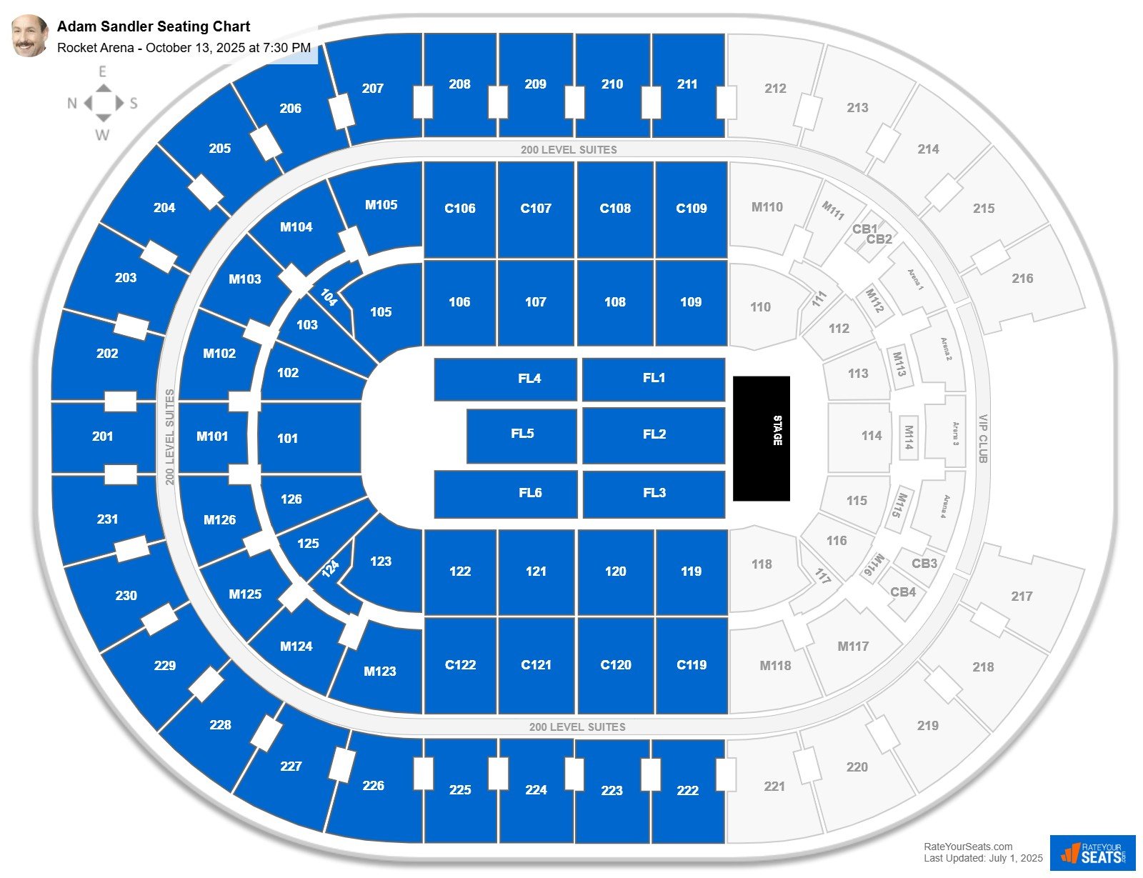 Adam Sandler seating chart Rocket Arena