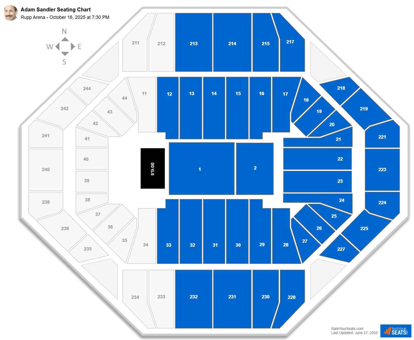 Adam Sandler seating chart Rupp Arena