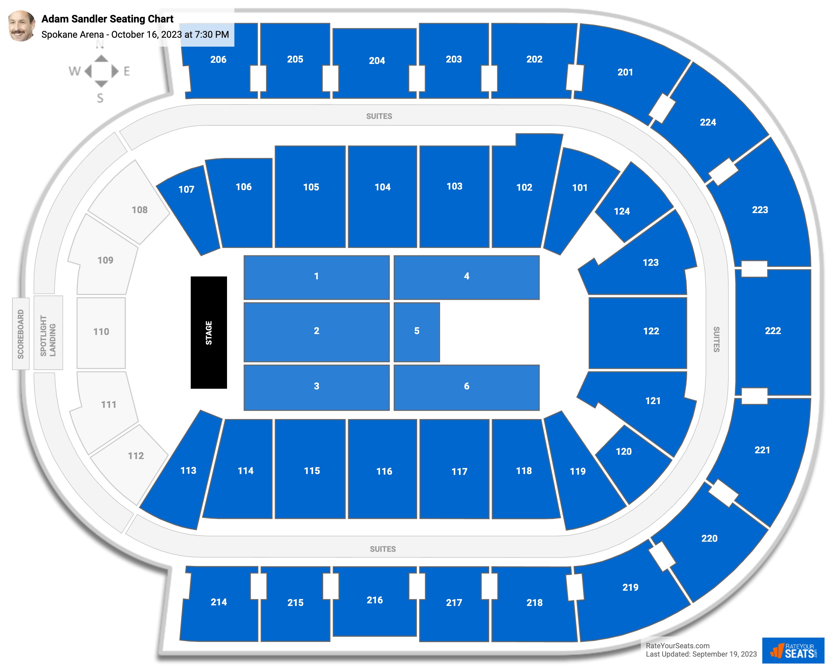 Adam Sandler seating chart Spokane Arena