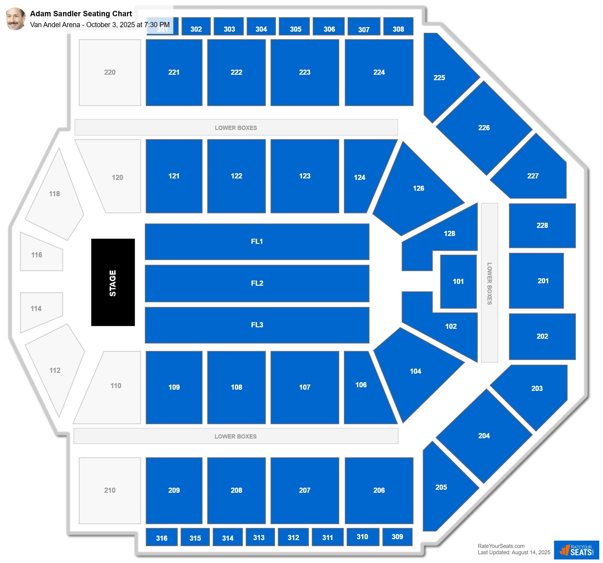 Adam Sandler seating chart Van Andel Arena