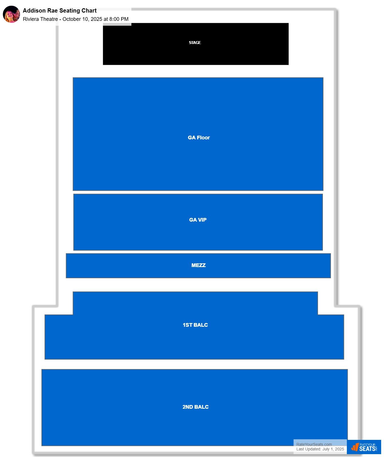 Addison Rae seating chart Riviera Theatre