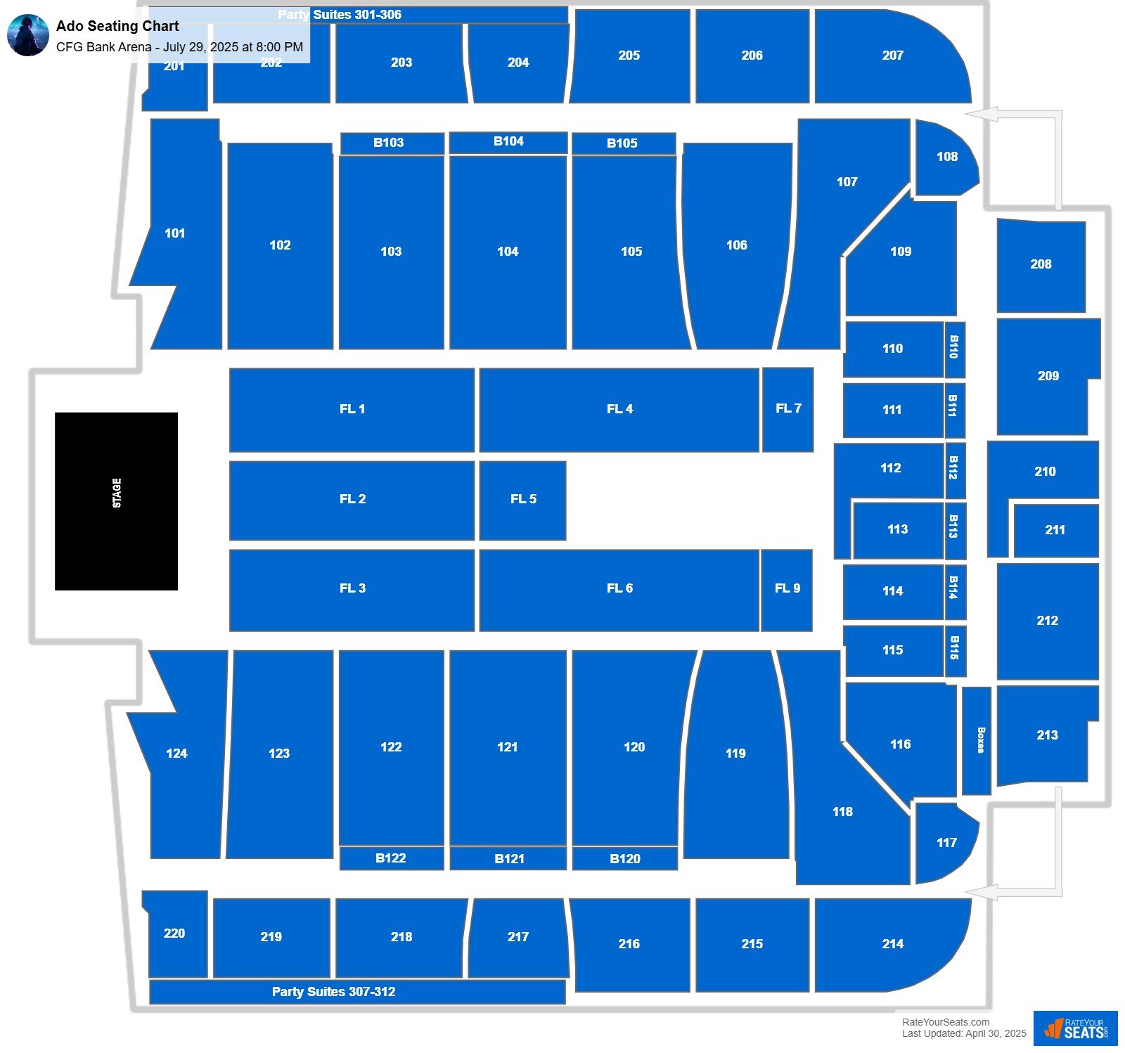 Ado seating chart CFG Bank Arena