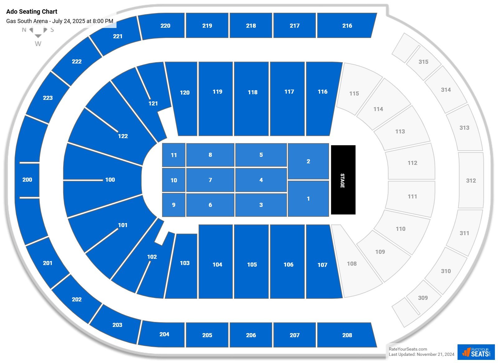 Ado seating chart Gas South Arena