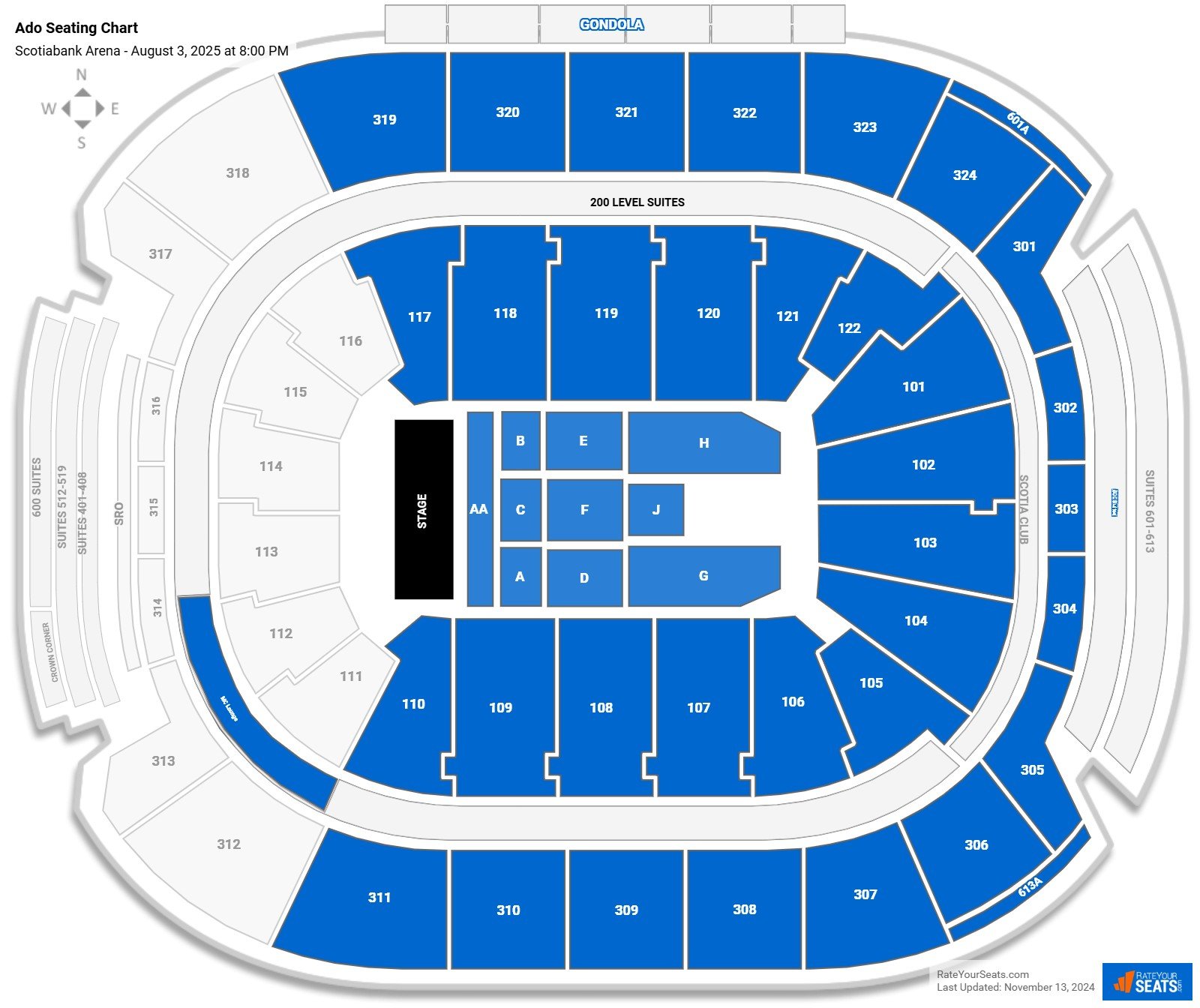 Ado seating chart Scotiabank Arena