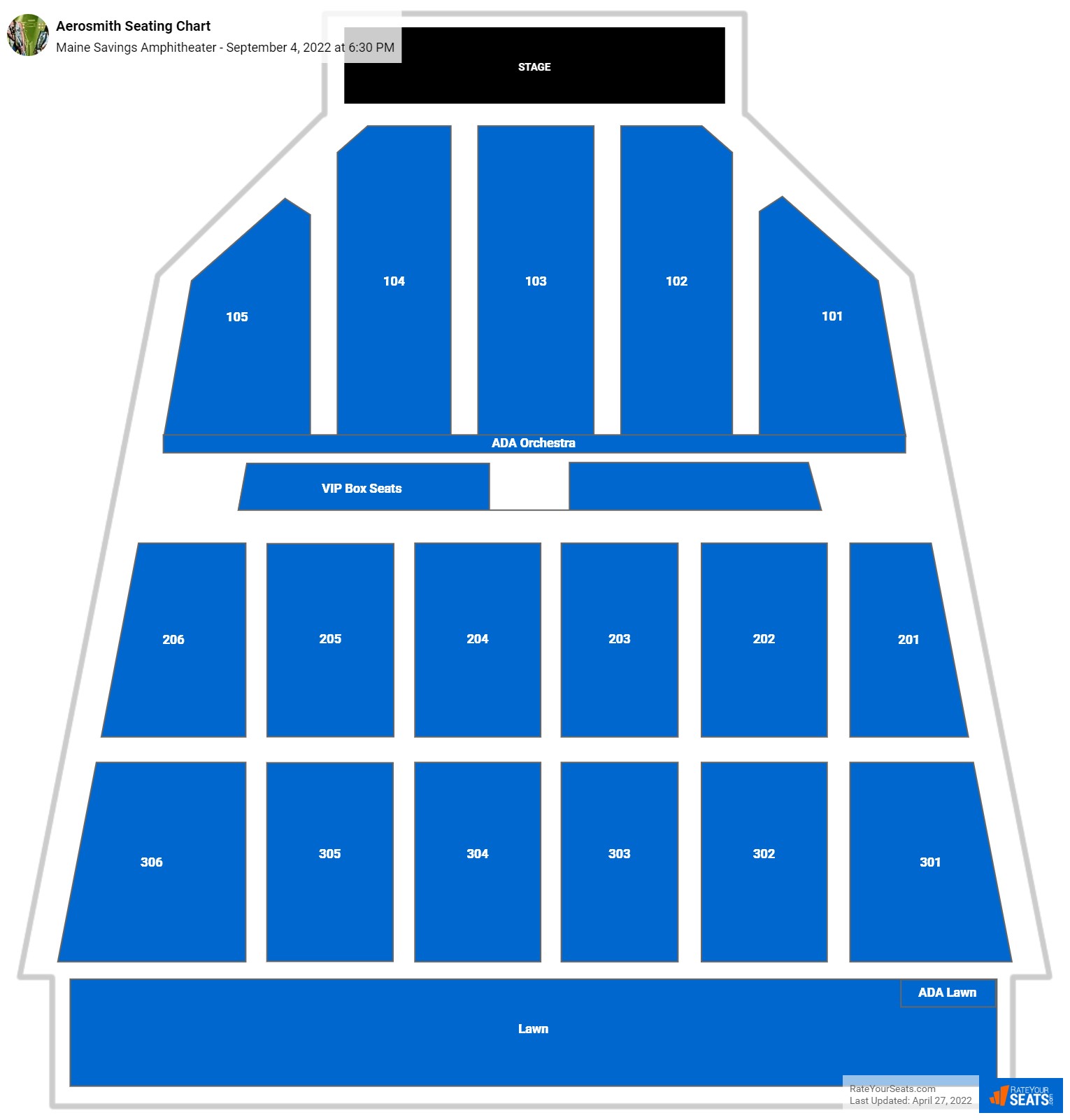 Aerosmith seating chart Maine Savings Amphitheater