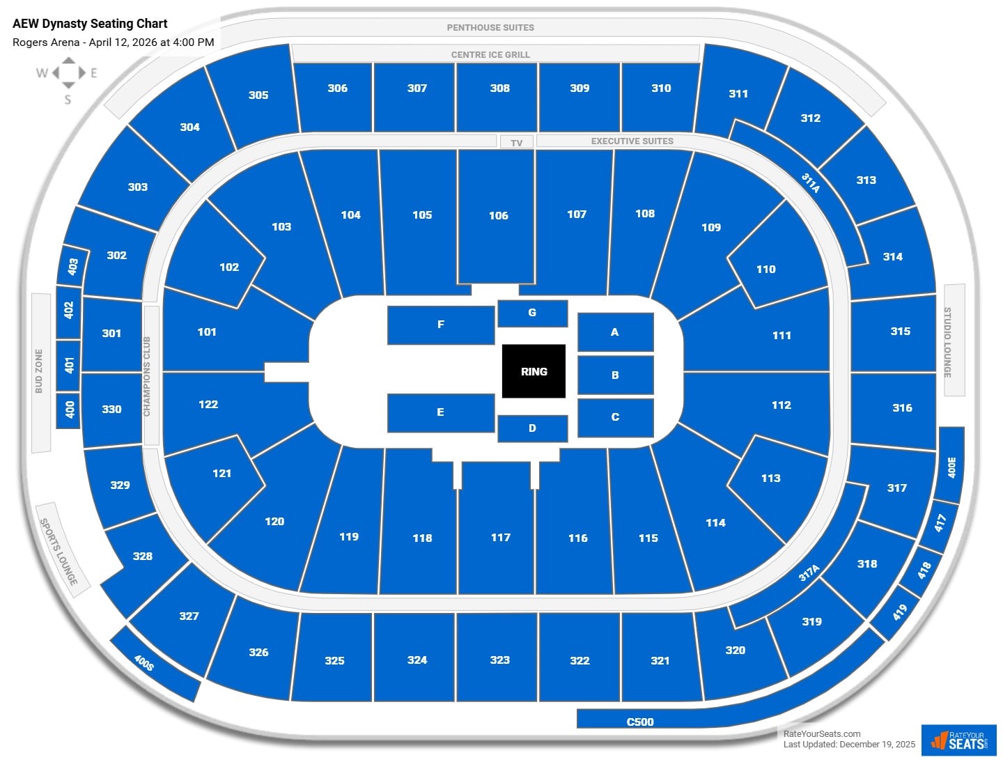 AEW Dynasty seating chart Rogers Arena
