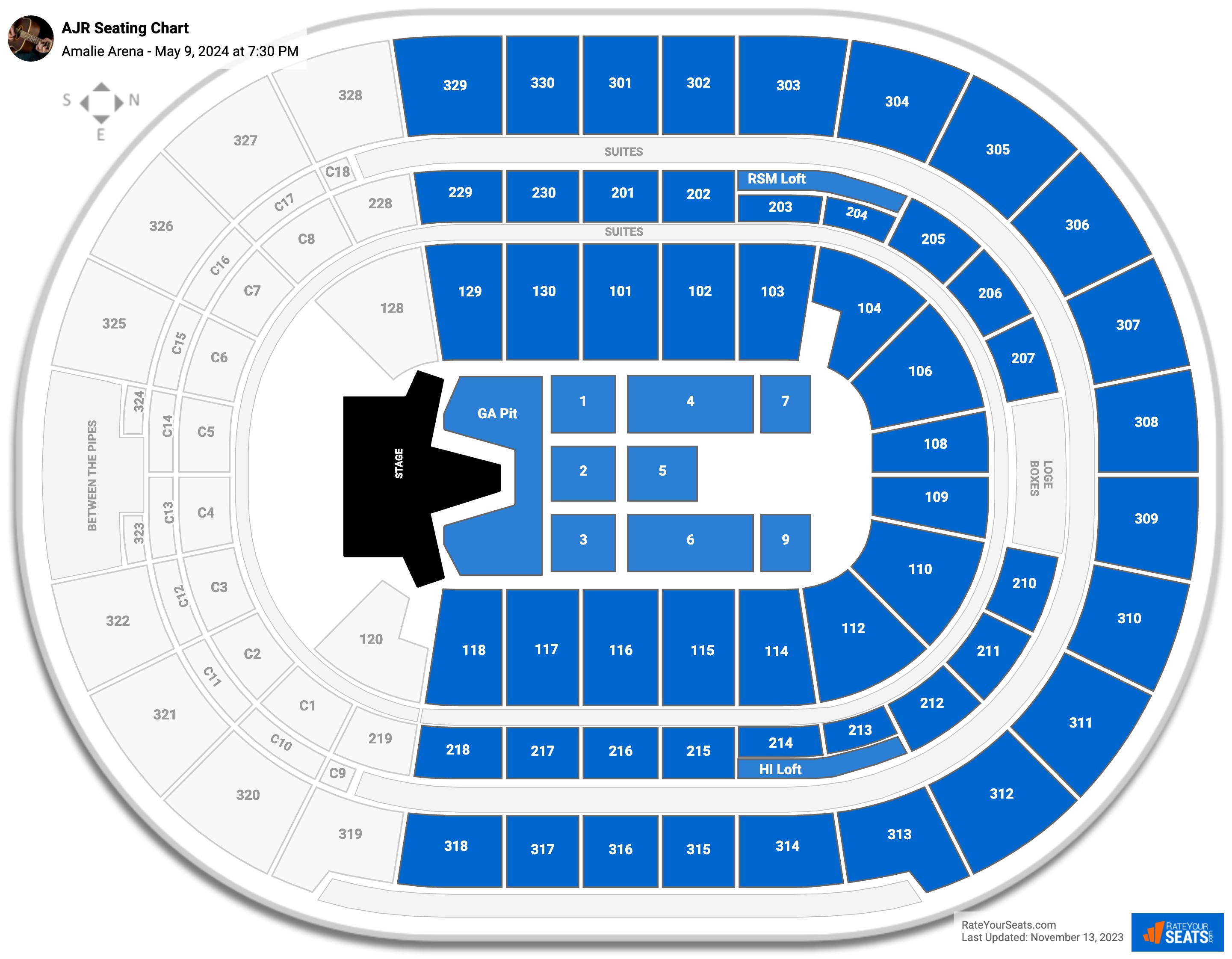 AJR seating chart Amalie Arena