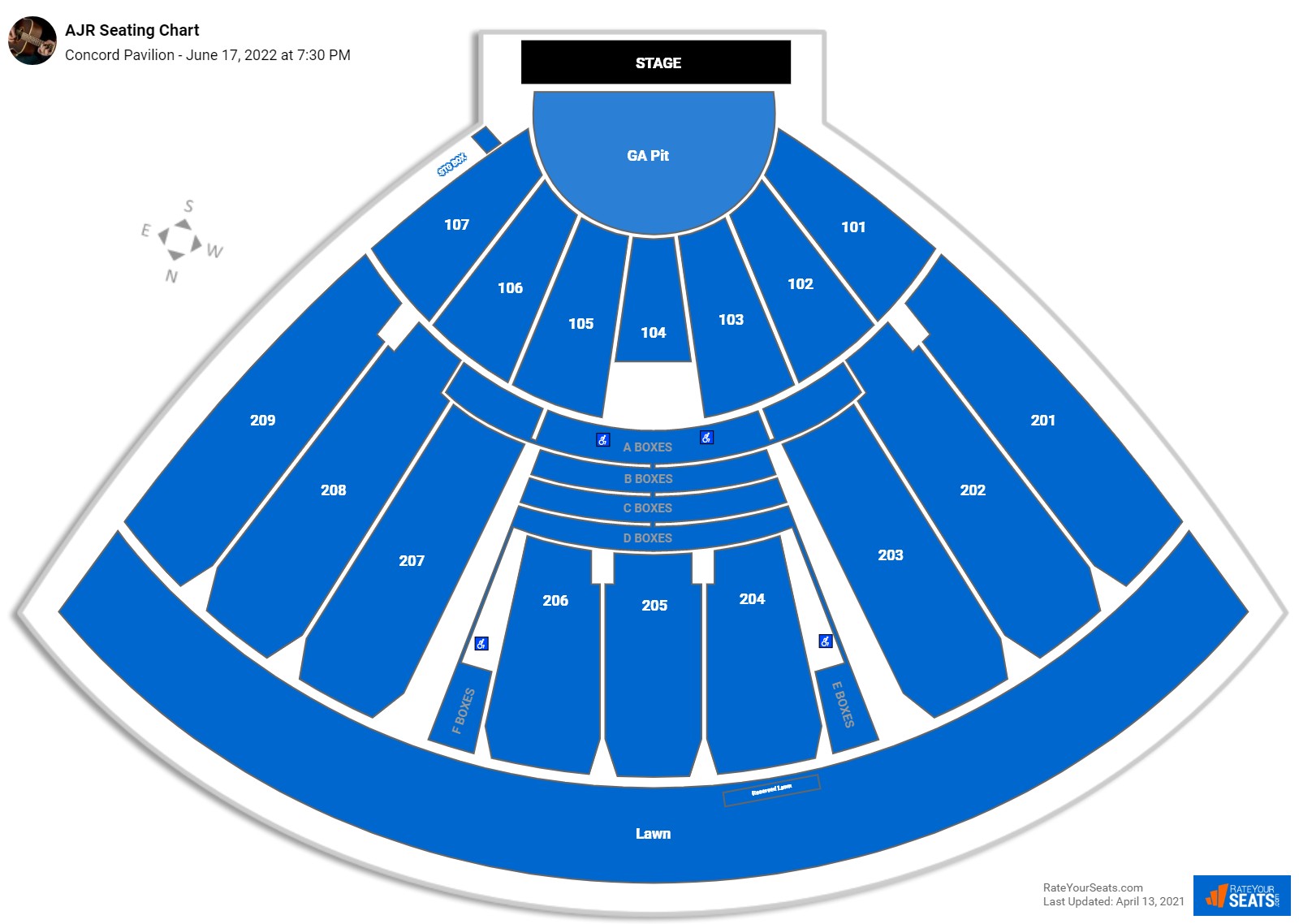 AJR seating chart Concord Pavilion