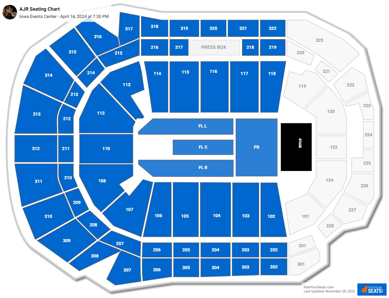 AJR seating chart Iowa Events Center