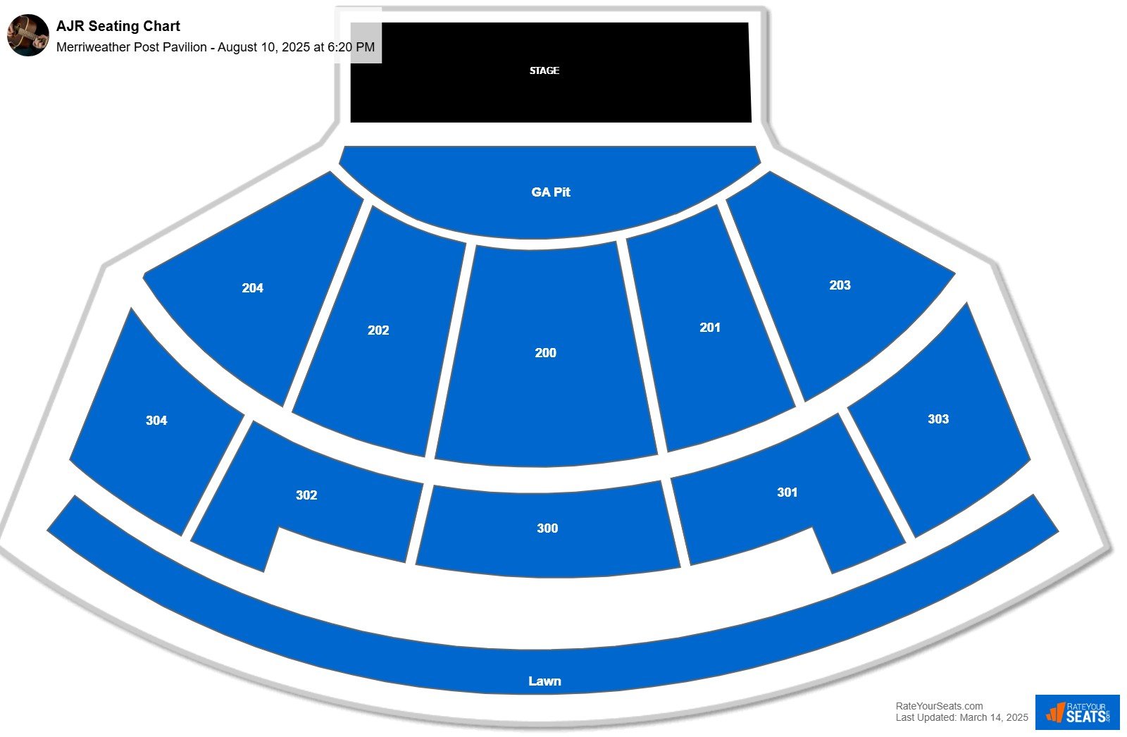AJR seating chart Merriweather Post Pavilion