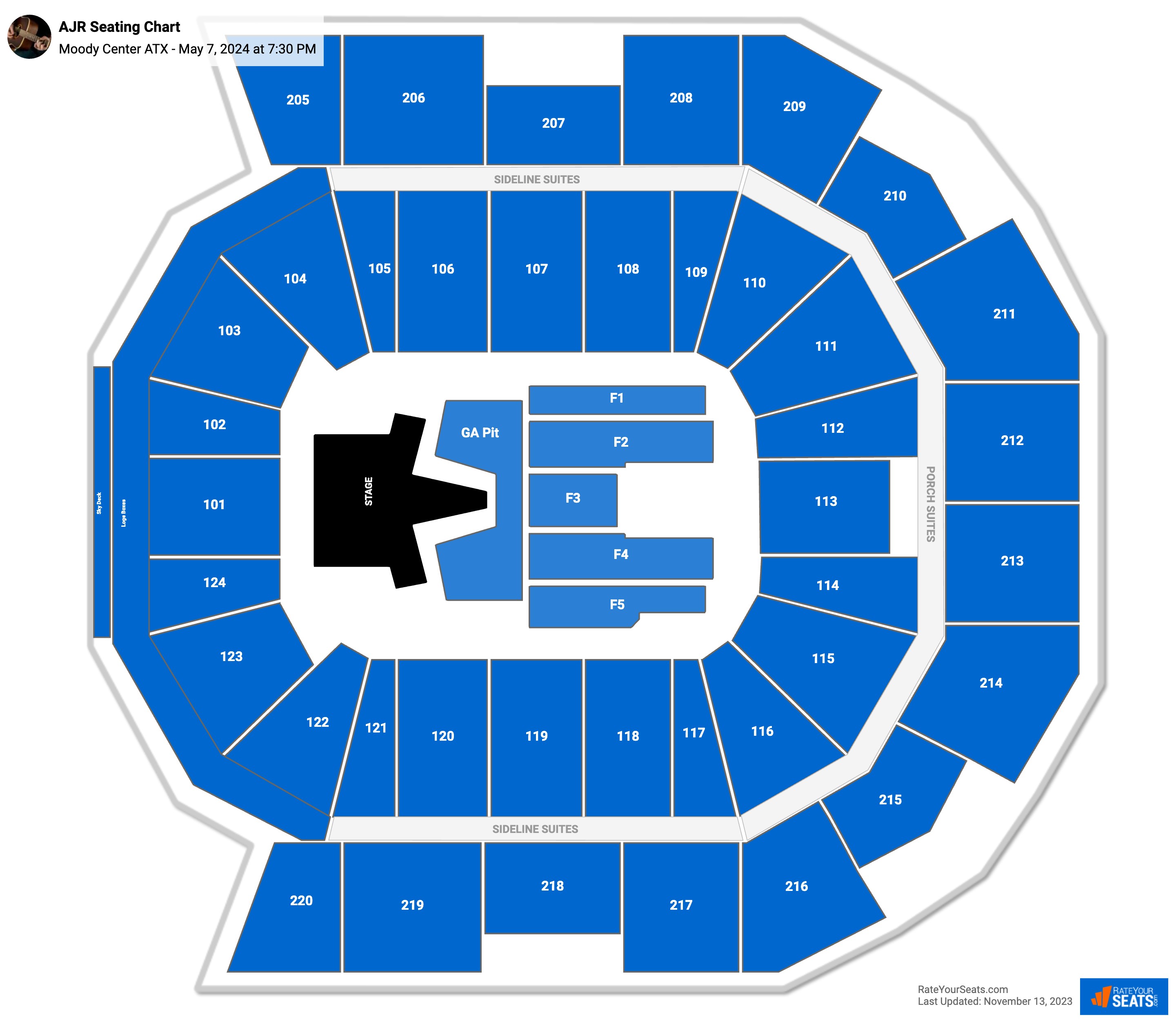 AJR seating chart Moody Center ATX