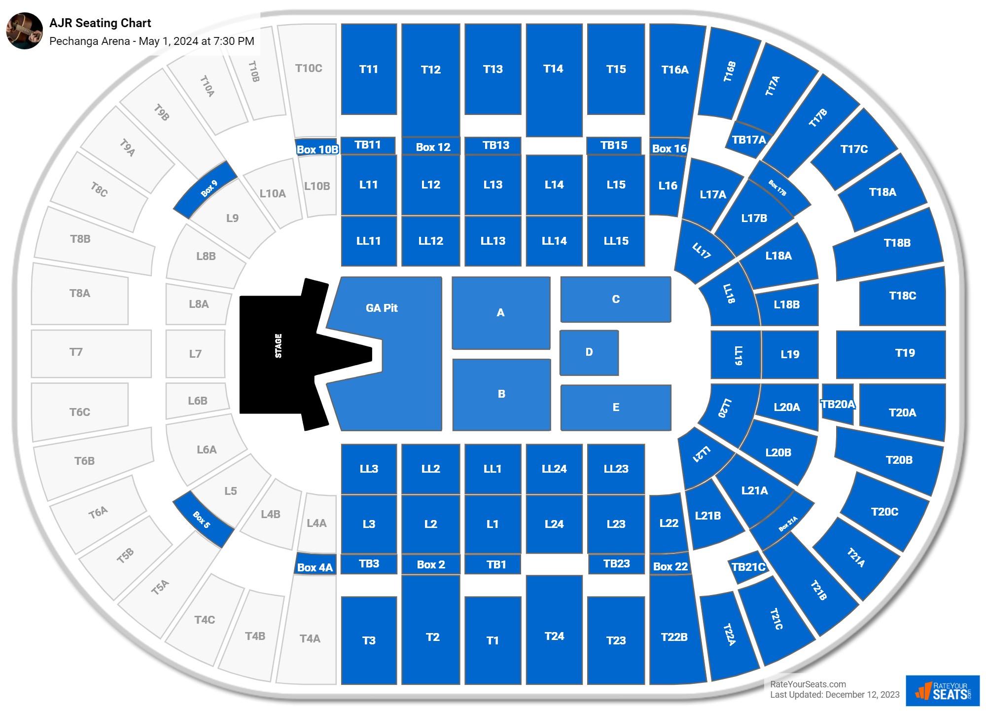AJR seating chart Pechanga Arena