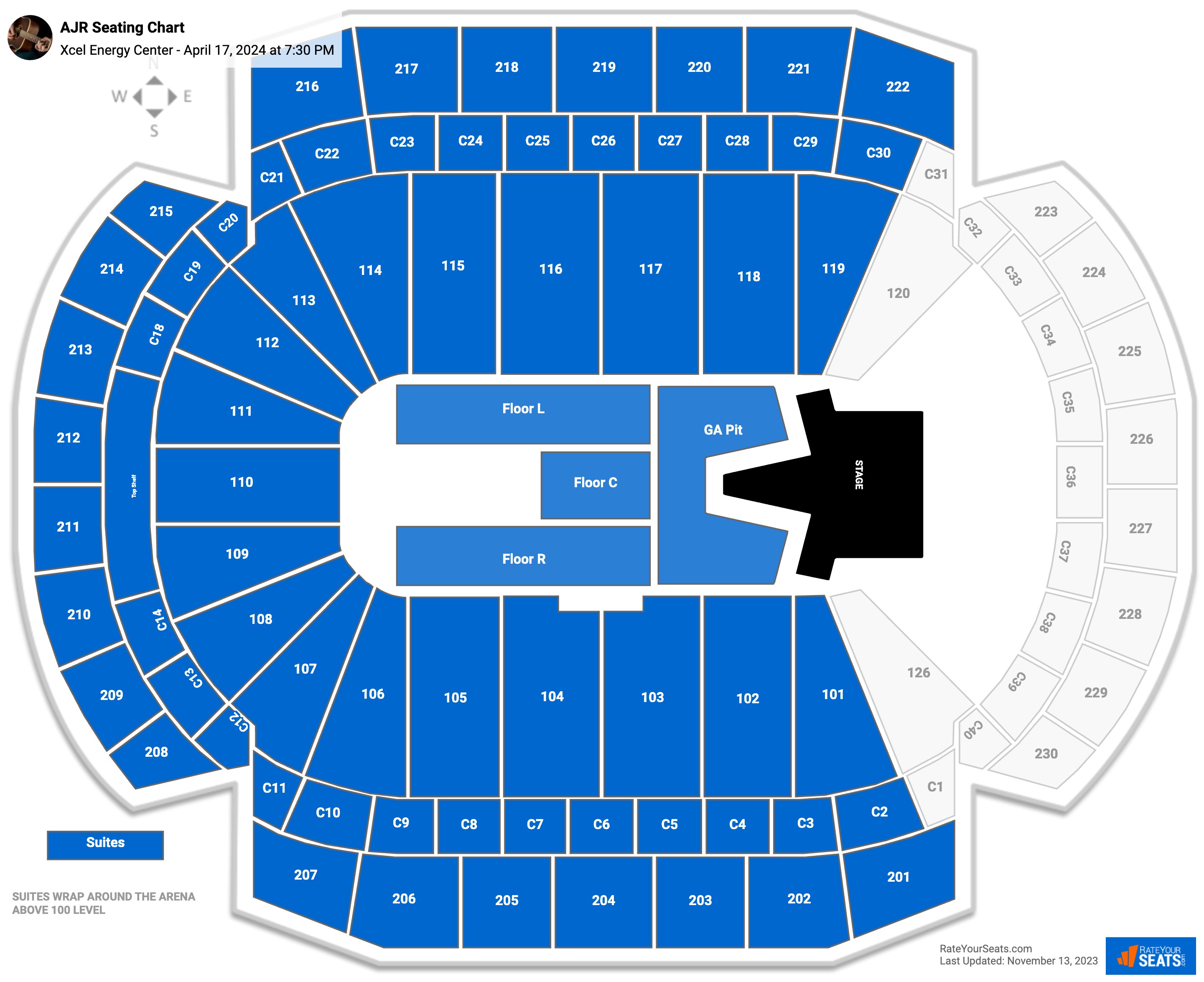 AJR seating chart Xcel Energy Center