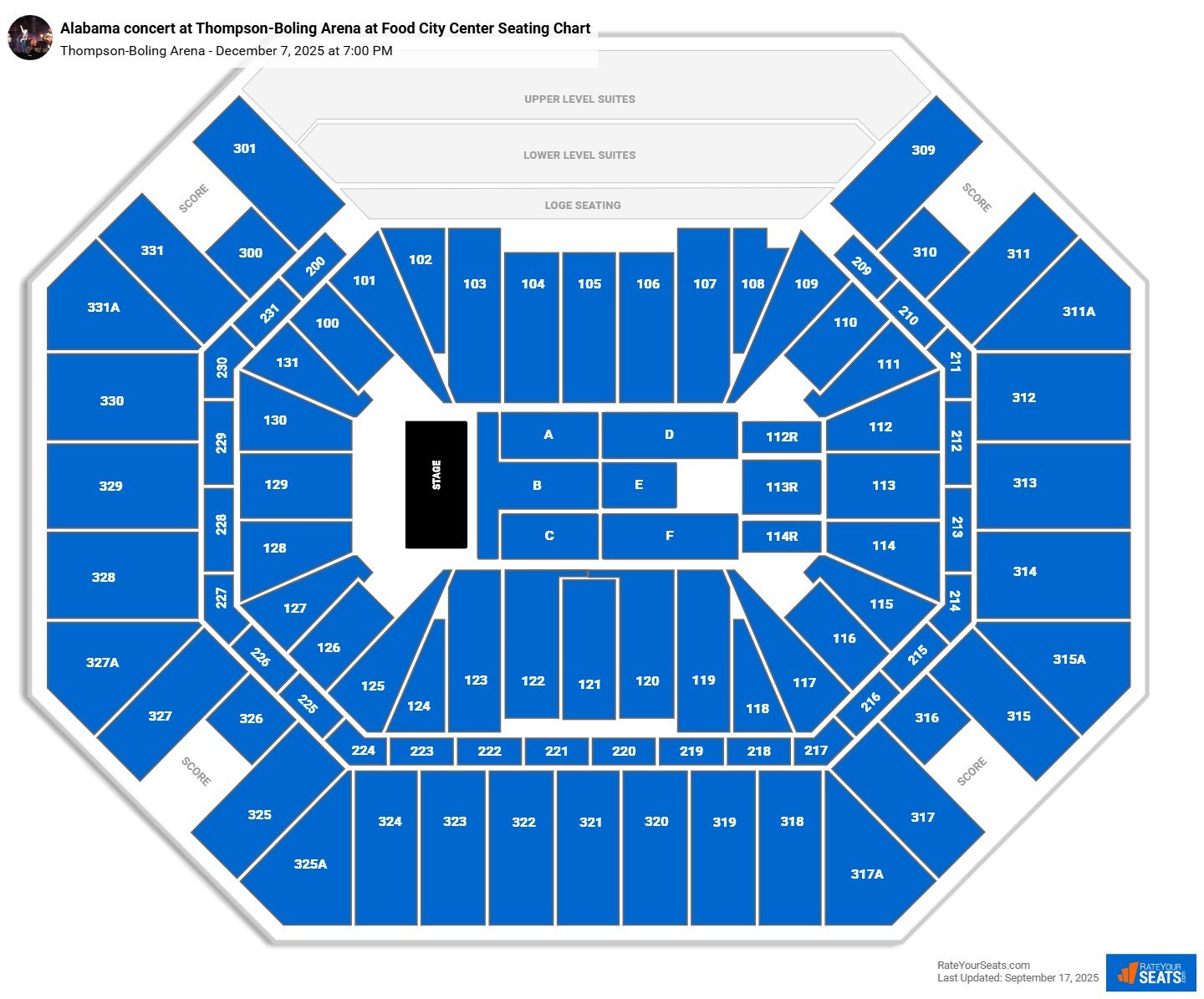 Alabama seating chart Thompson-Boling Arena
