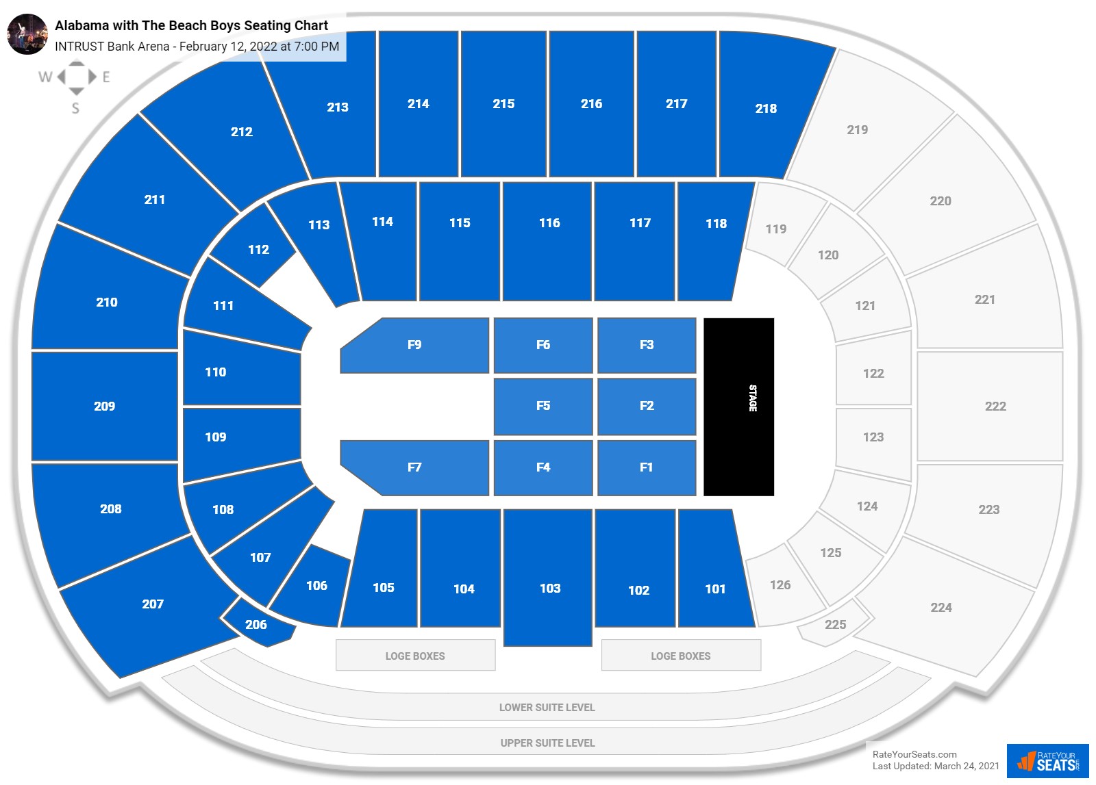 Alabama with The Beach Boys seating chart INTRUST Bank Arena