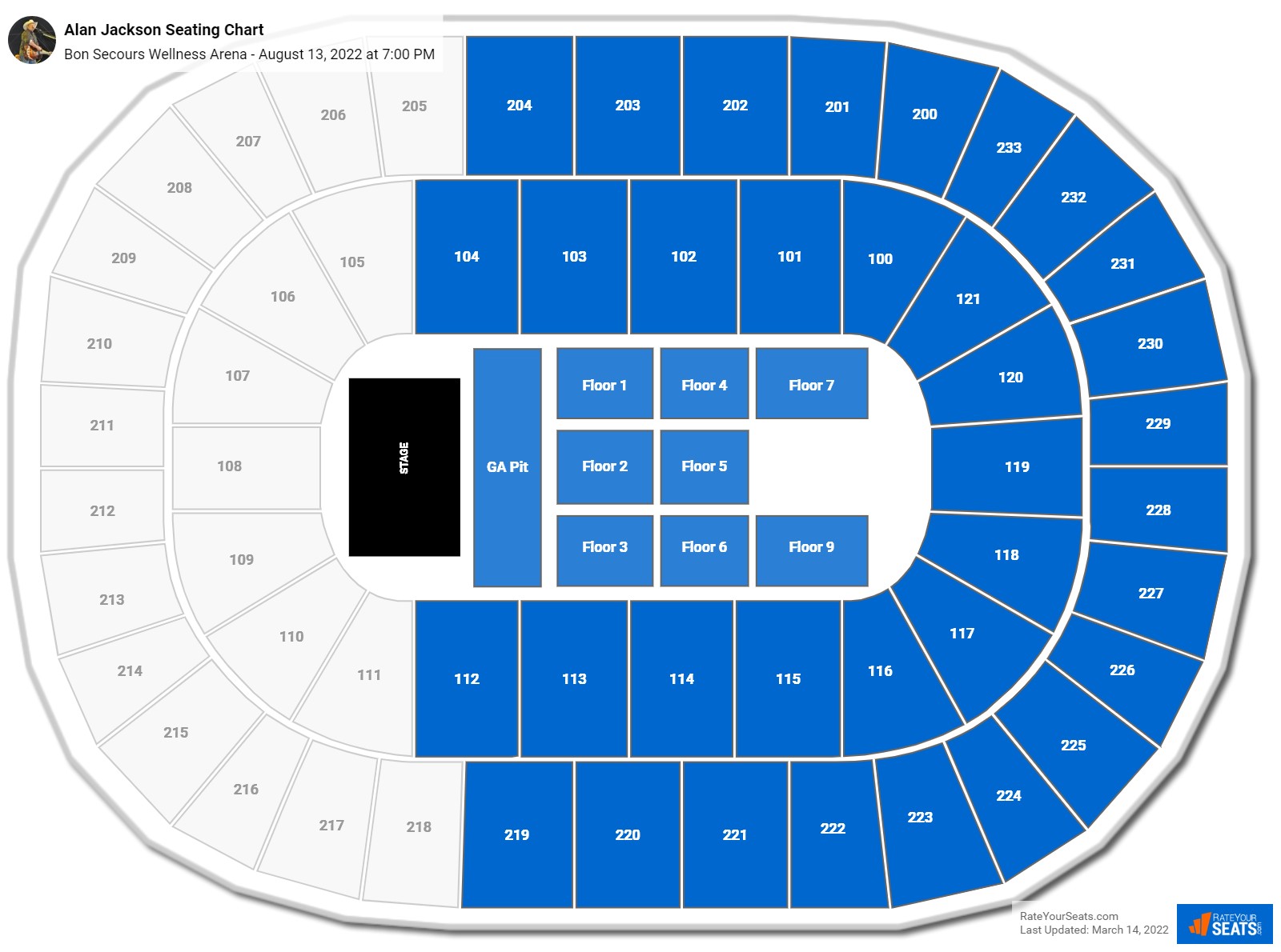 Alan Jackson seating chart Bon Secours Wellness Arena