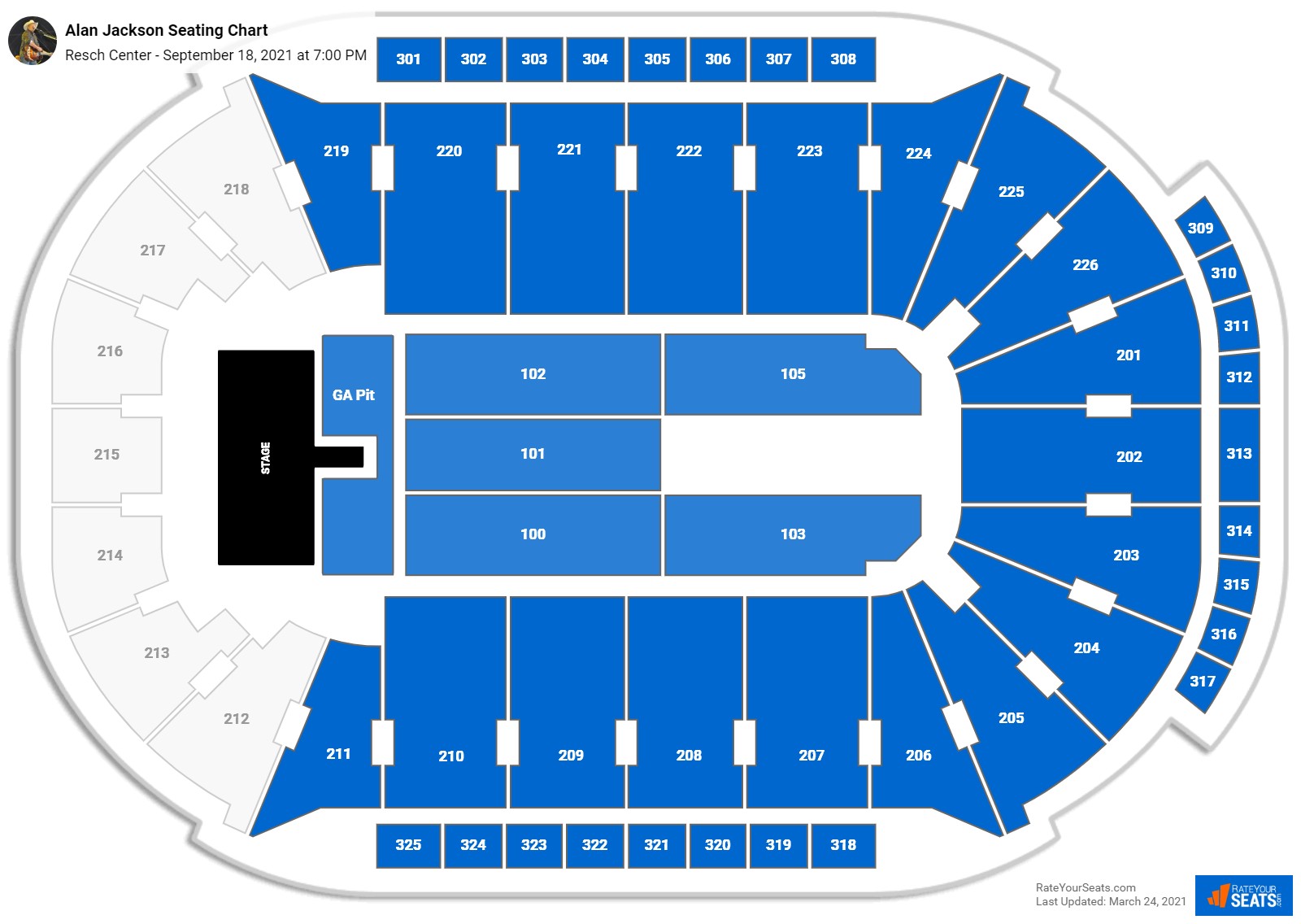 Alan Jackson seating chart Resch Center