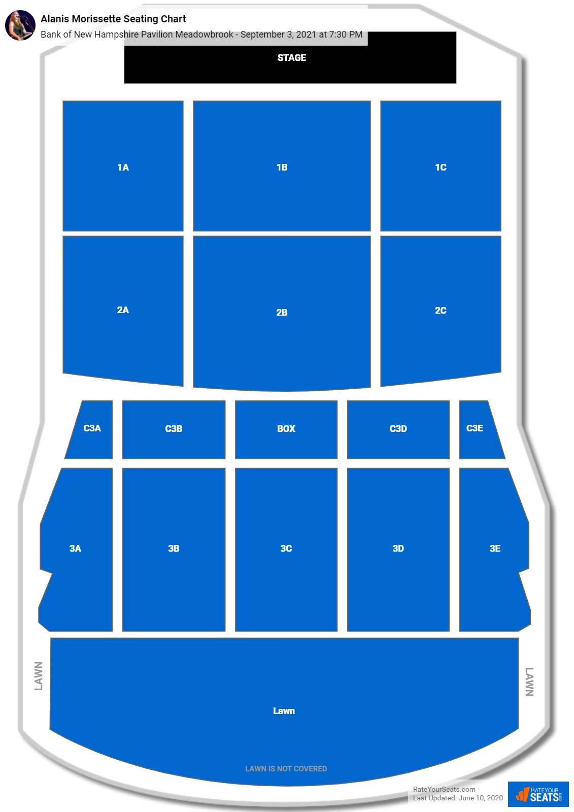 Alanis Morissette seating chart Bank of New Hampshire Pavilion Meadowbrook