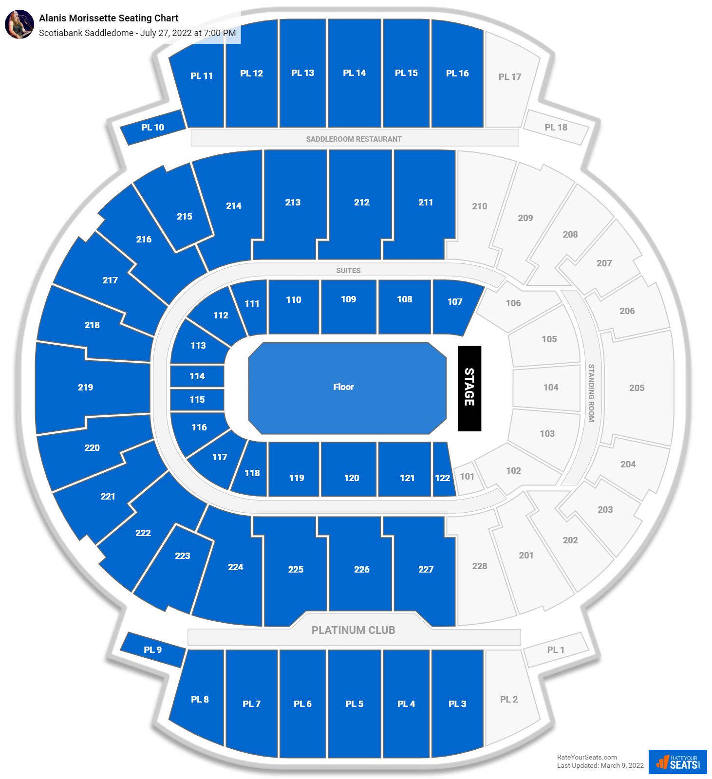 Alanis Morissette seating chart Scotiabank Saddledome
