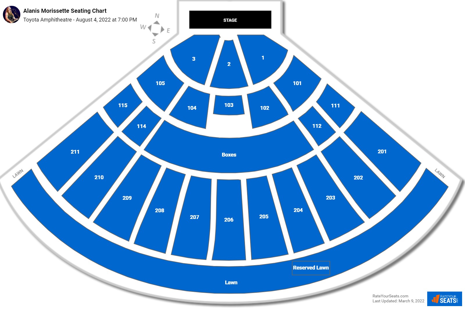 Alanis Morissette seating chart Toyota Amphitheatre
