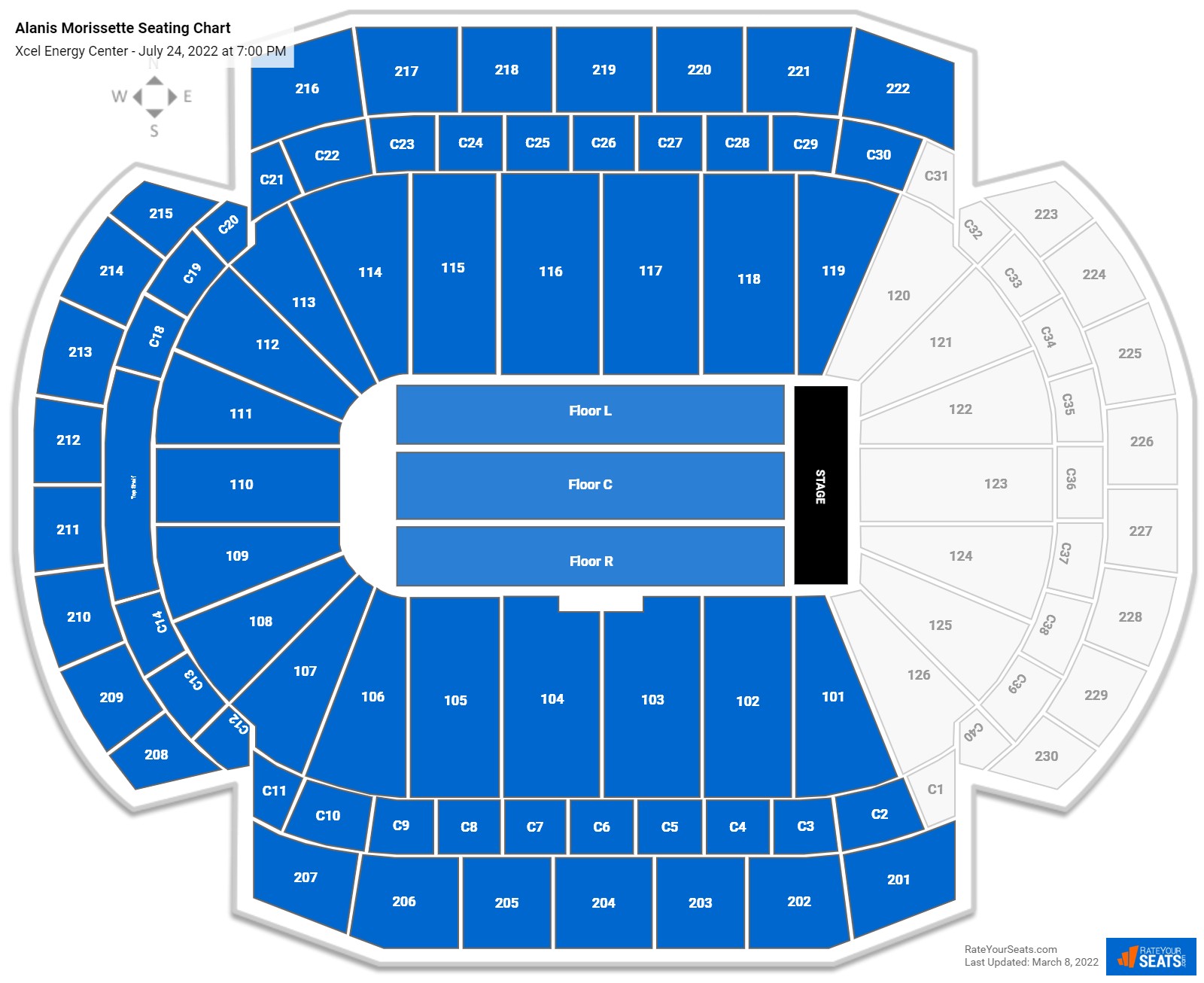 Alanis Morissette seating chart Xcel Energy Center
