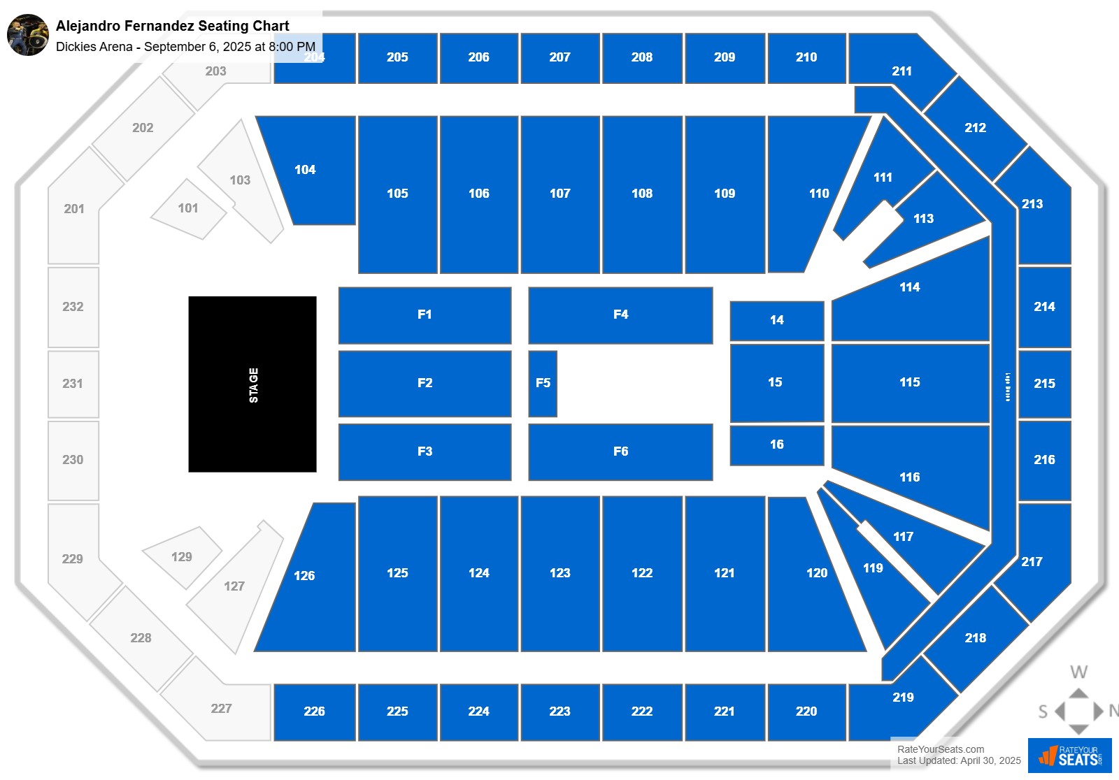 Alejandro Fernandez seating chart Dickies Arena