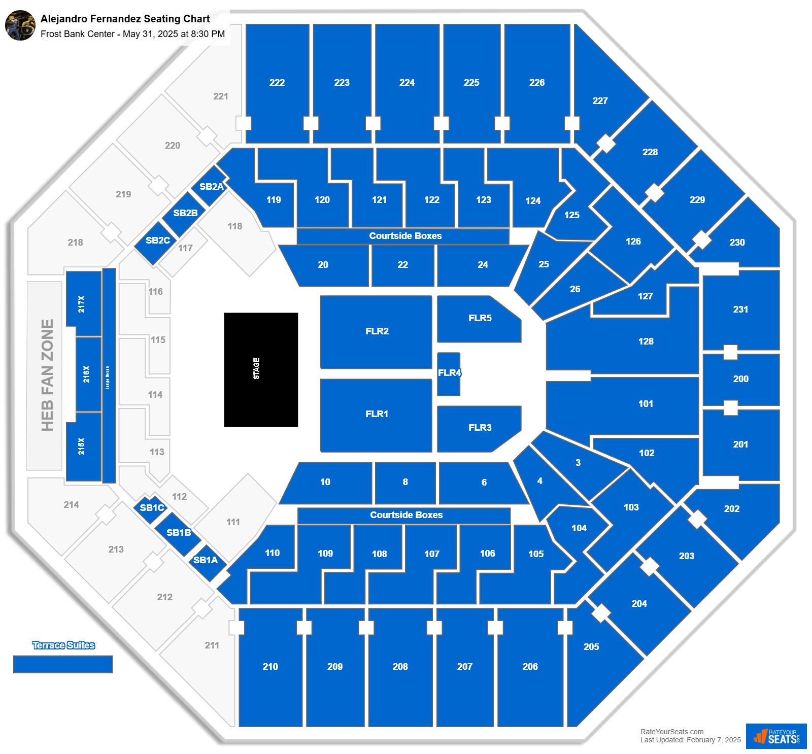 Alejandro Fernandez seating chart Frost Bank Center