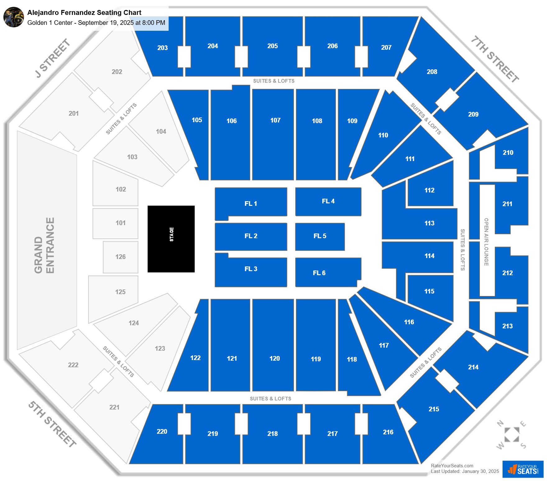 Alejandro Fernandez seating chart Golden 1 Center