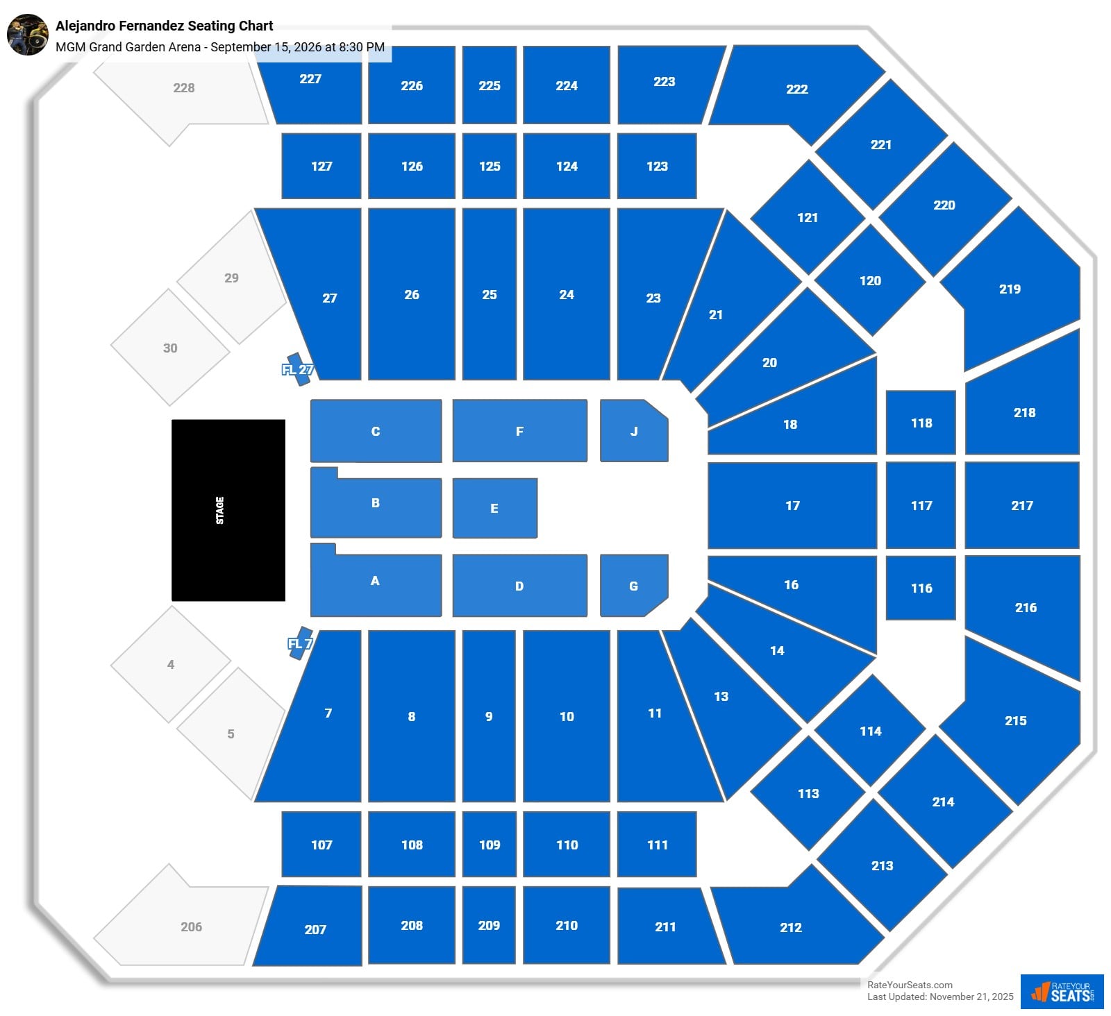 Alejandro Fernandez seating chart MGM Grand Garden Arena